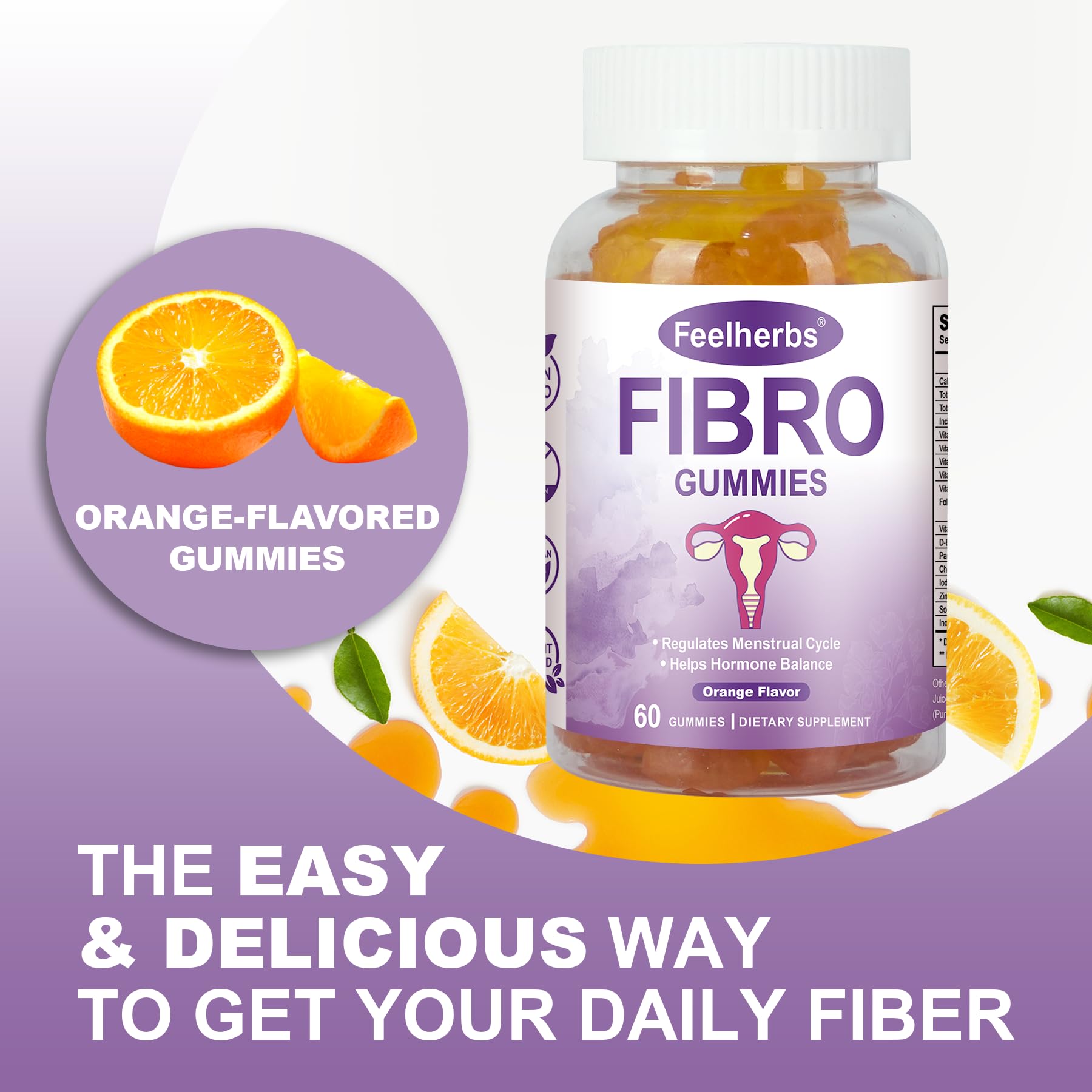 Fibro Gummies for Women Ovarian, Multivitamin Gummies for Hormone Balance, Ovarian Support Inositol Gummy with Vitamin A, E, and Minerals, 60 Count Feelherbs Au supplements