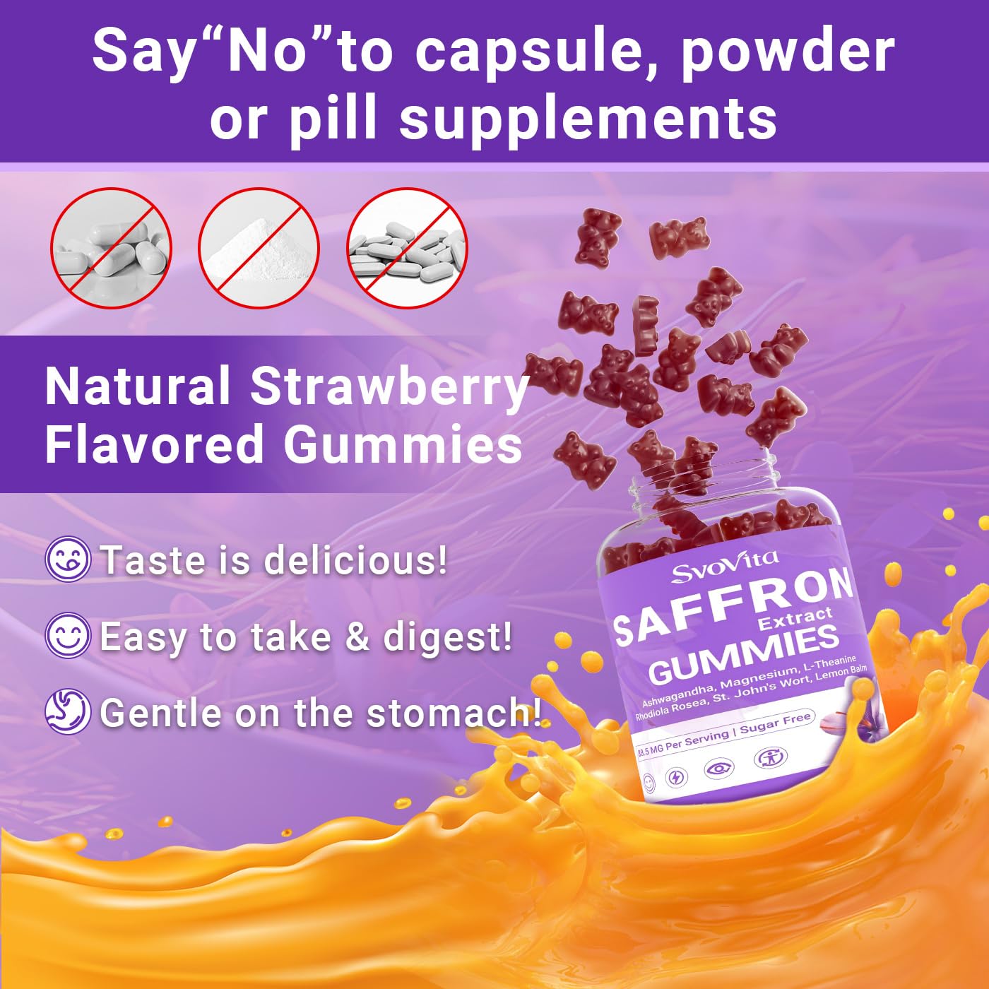 Svovita Saffron Supplements Gummies with Saffron Extract, Sugar Free 60 Count Svovita Au supplements