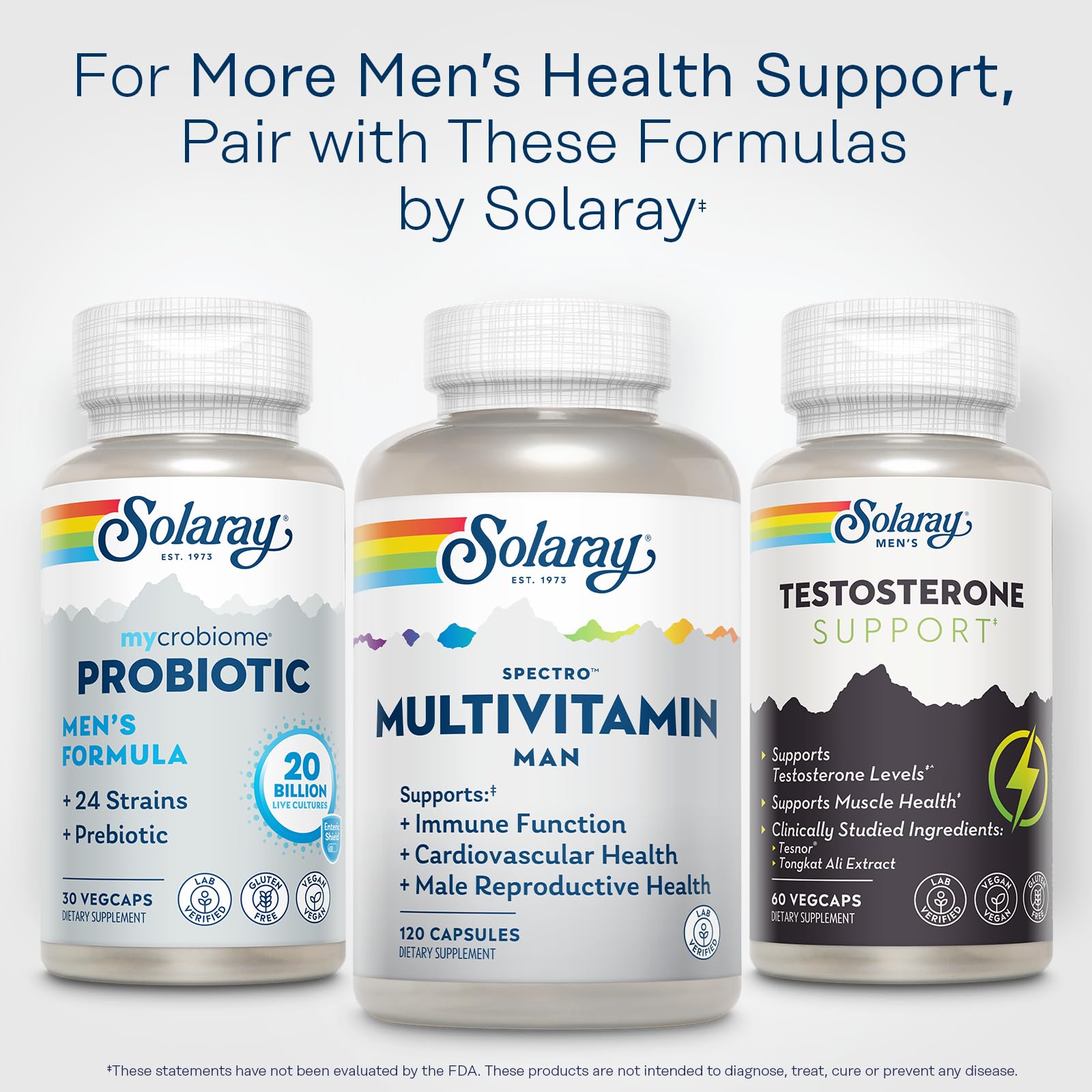 SOLARAY Spectro Multivitamin for Men - Cellular Energy, Heart Health, Immune Support - 45 Vitamins and Minerals w/Vitamin A, Vitamin C, D, Zinc, Digestive Enzymes, CoQ10, 60-Day Guarantee, 30 Serv. SOLARAY Au supplements
