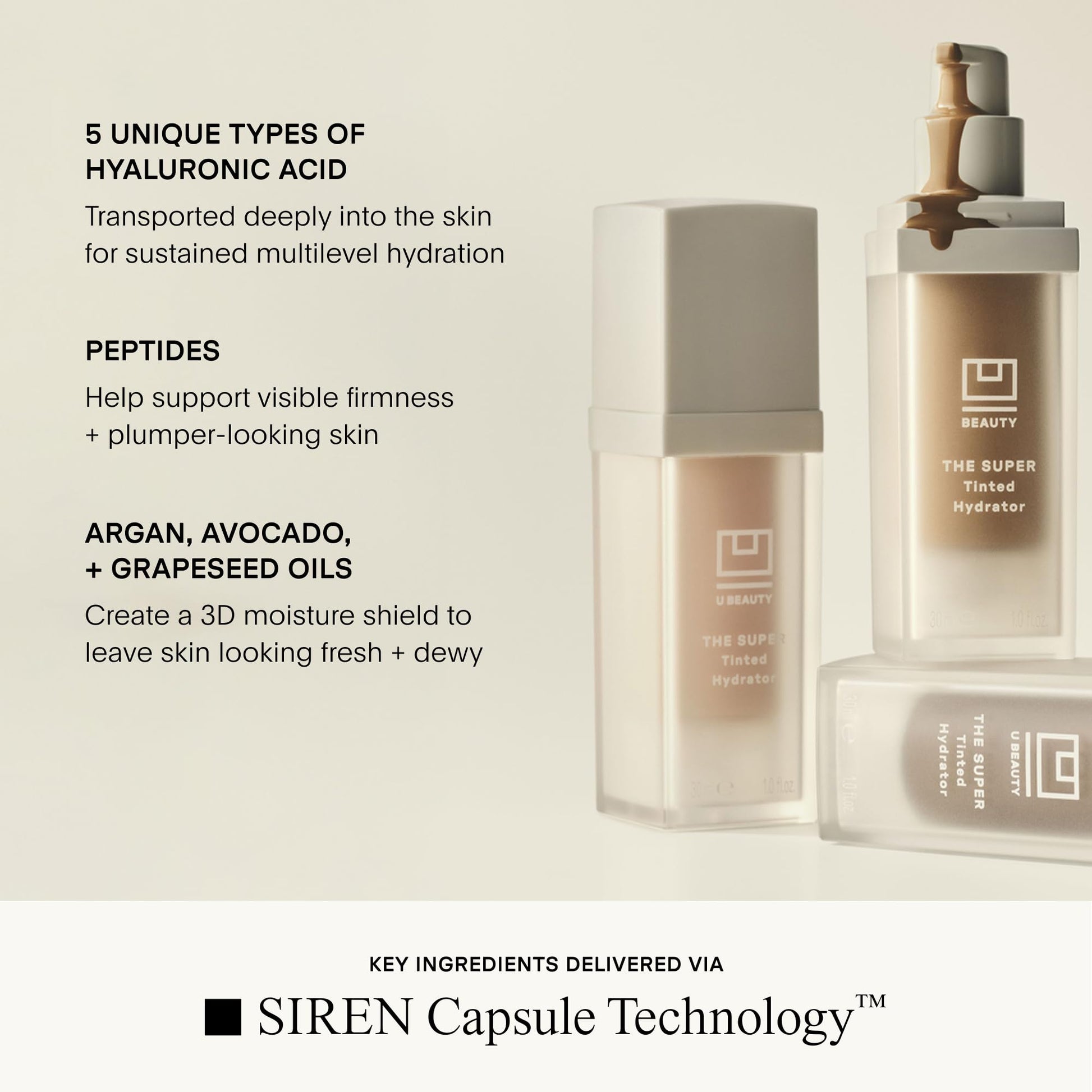 U Beauty The Super Tinted Hydrator Hyaluronic Acid Moisturizing Cream - Mega-Dose Skin Hydrator for Supple, Smooth, and Softer-Looking Skin For Up To 48 Hours - Shade 4-1.0 oz U Beauty Au supplements