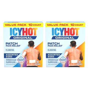 Icy Hot Original Pain Relief Patch Variety Pack with 5% Cooling Menthol for Fast-Acting Muscle and Joint Pain Relief, 5 Medium and 5 Large Comfortable Fabric Patches, 10 Ct., 2 pk Icy Hot Au supplements