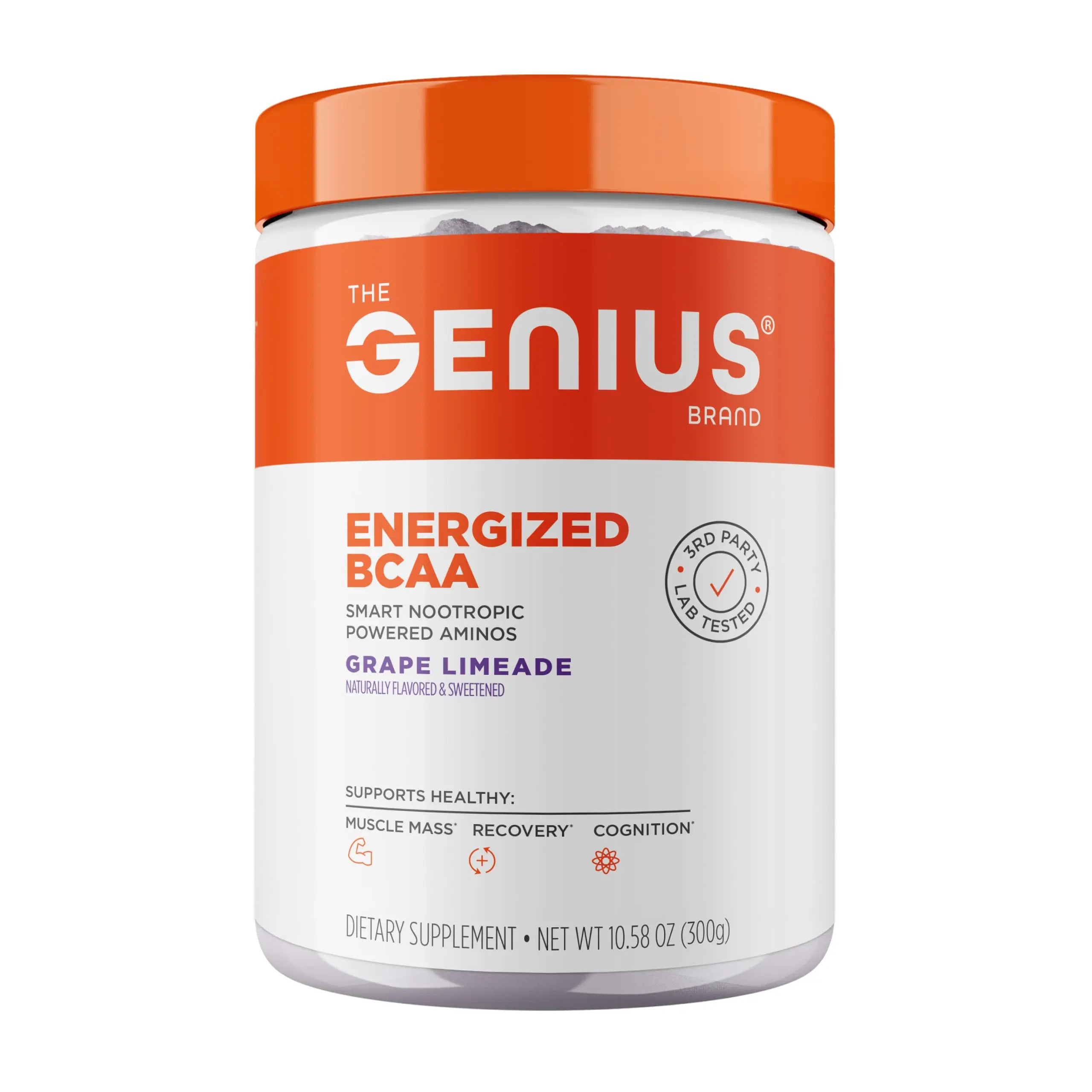 Genius BCAA Powder - 5g Vegan BCAAs L-Glutamine, Cognizin & Rhodiola Muscle Recovery Energy Support 100mg Caffeine Pre, Intra, Post-Workout Nootropic Supplement for Focus & Performance - Grape Limeade The Genius Brand Au supplements