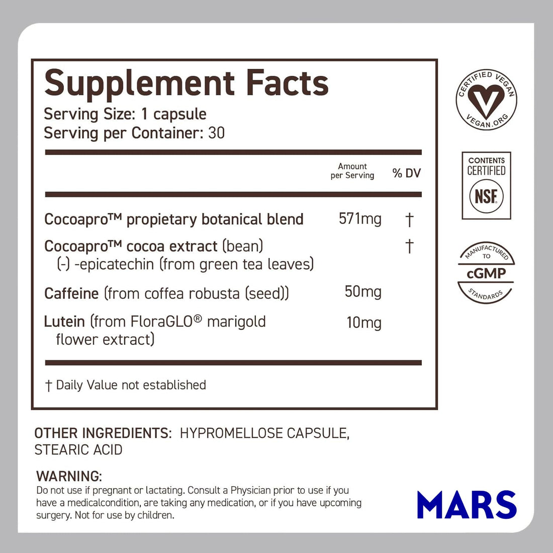 CocoaVia Memory & Focus Brain Supplement, 90 Day, Cocoa Flavanol Blend, Lutein, Added Caffeine for Boost. Improve Cognitive Function, Attention, Vegan & Plant Based, 90 Capsules CocoaVia Au supplements