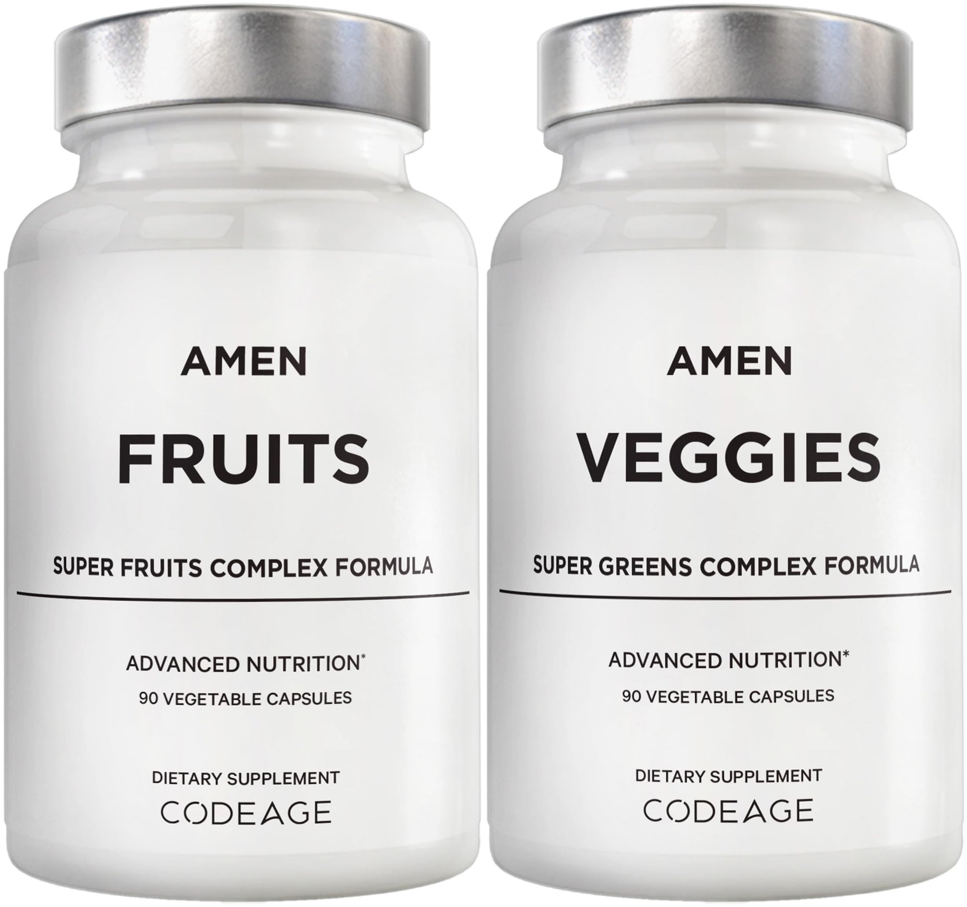 Amen Fruits + Veggies Vitamins Bundle, Raw Whole Food Multivitamin Capsules, Greens Vegetables, Red Fruits & Berries Vegan Blend, Fibers + Phytonutrients Superfood Minerals Supplement, Non-GMO, 180 ct Amen Au supplements