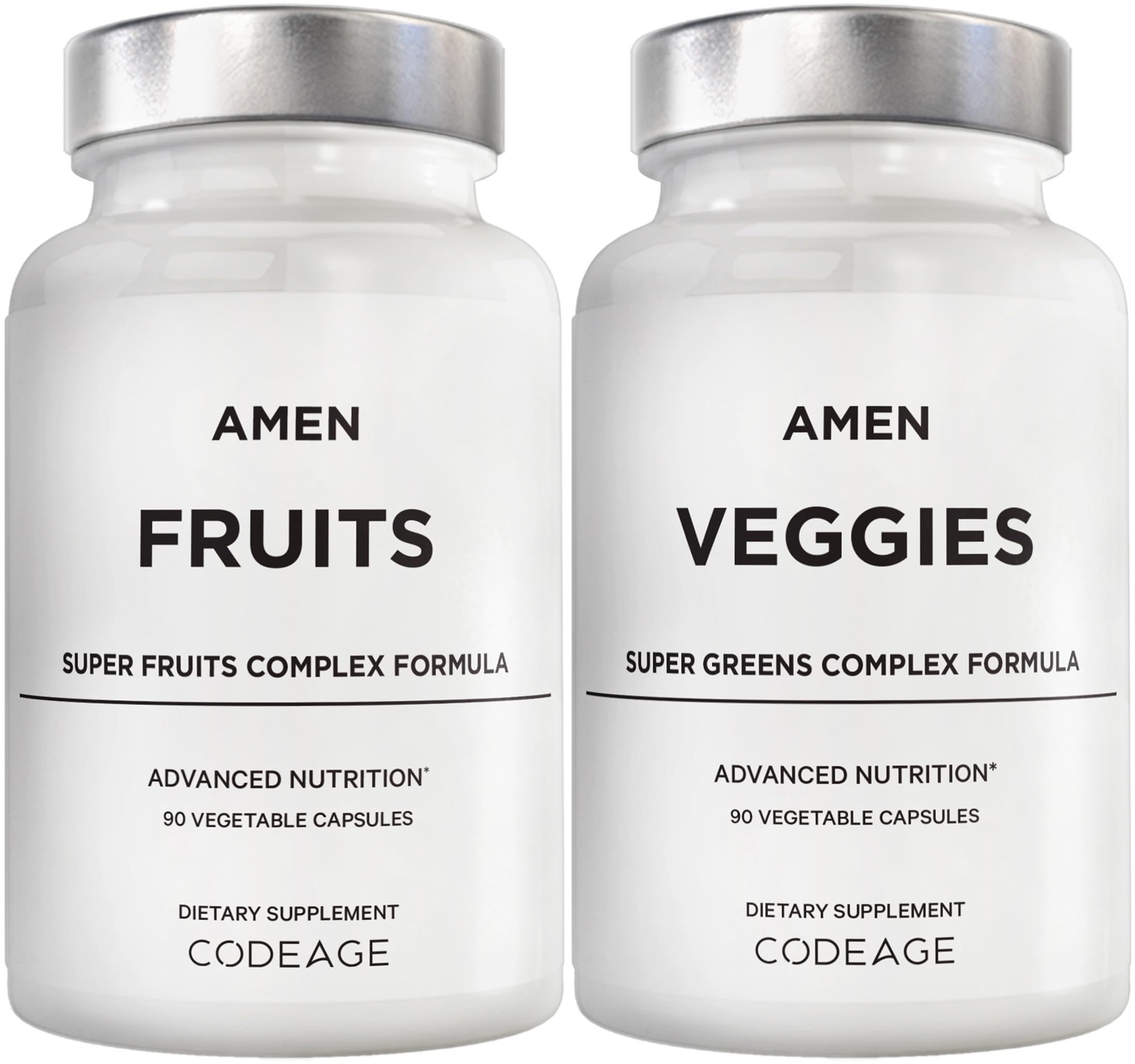 Amen Fruits + Veggies Vitamins Bundle, Raw Whole Food Multivitamin Capsules, Greens Vegetables, Red Fruits & Berries Vegan Blend, Fibers + Phytonutrients Superfood Minerals Supplement, Non-GMO, 180 ct Amen Au supplements