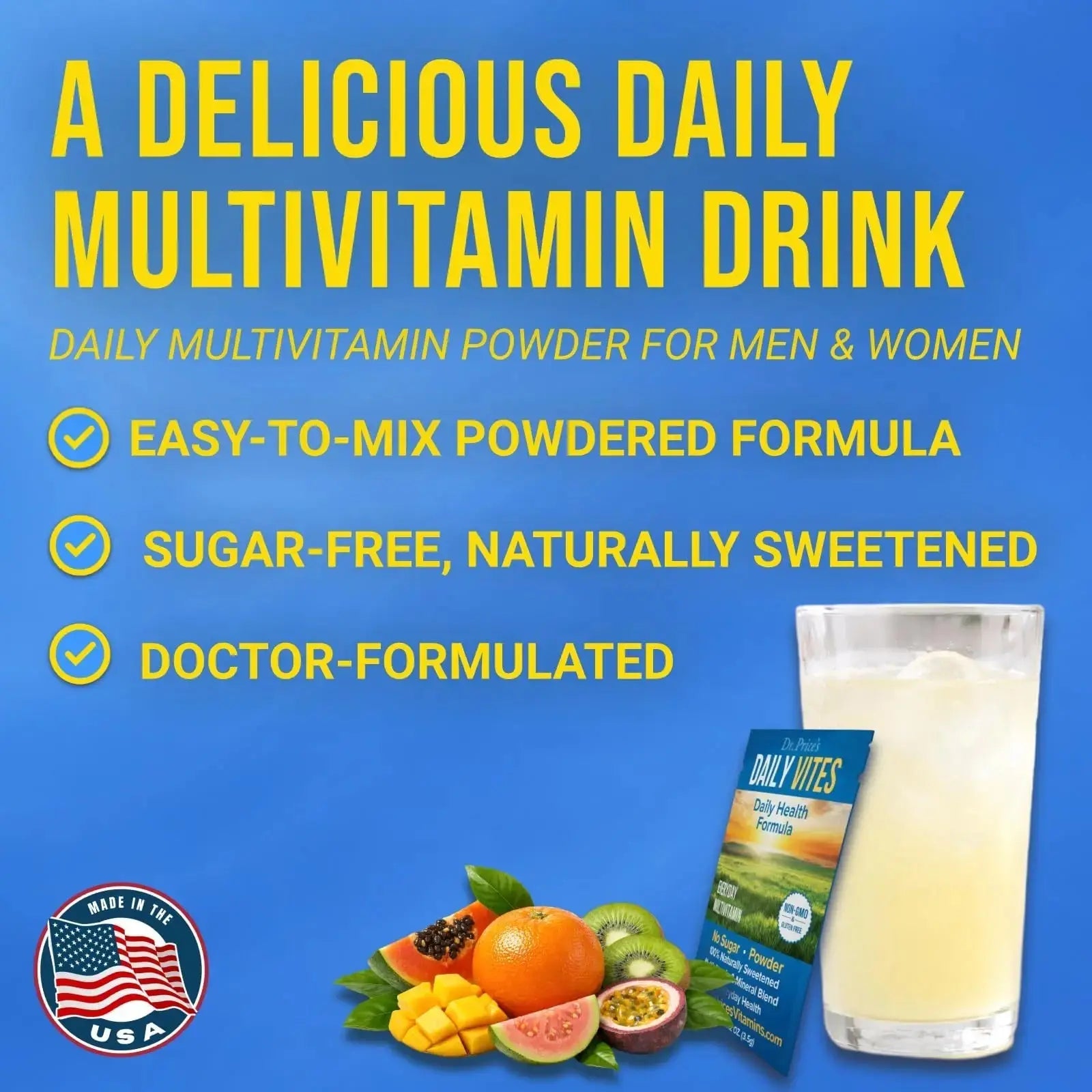 Dr. Price's Multivitamin for Women and Men | Tropical 30 Servings | Daily Supplement Powder with Vitamin C, B Complex & Minerals | Dr. Price's Vitamins Au supplements