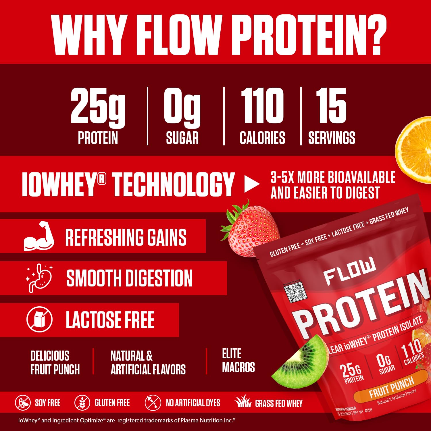 Flow Supps Clear Whey Isolate Protein Powder, Fruit Punch - 15 Servings, 25g Protein Flow Supplements Au supplements