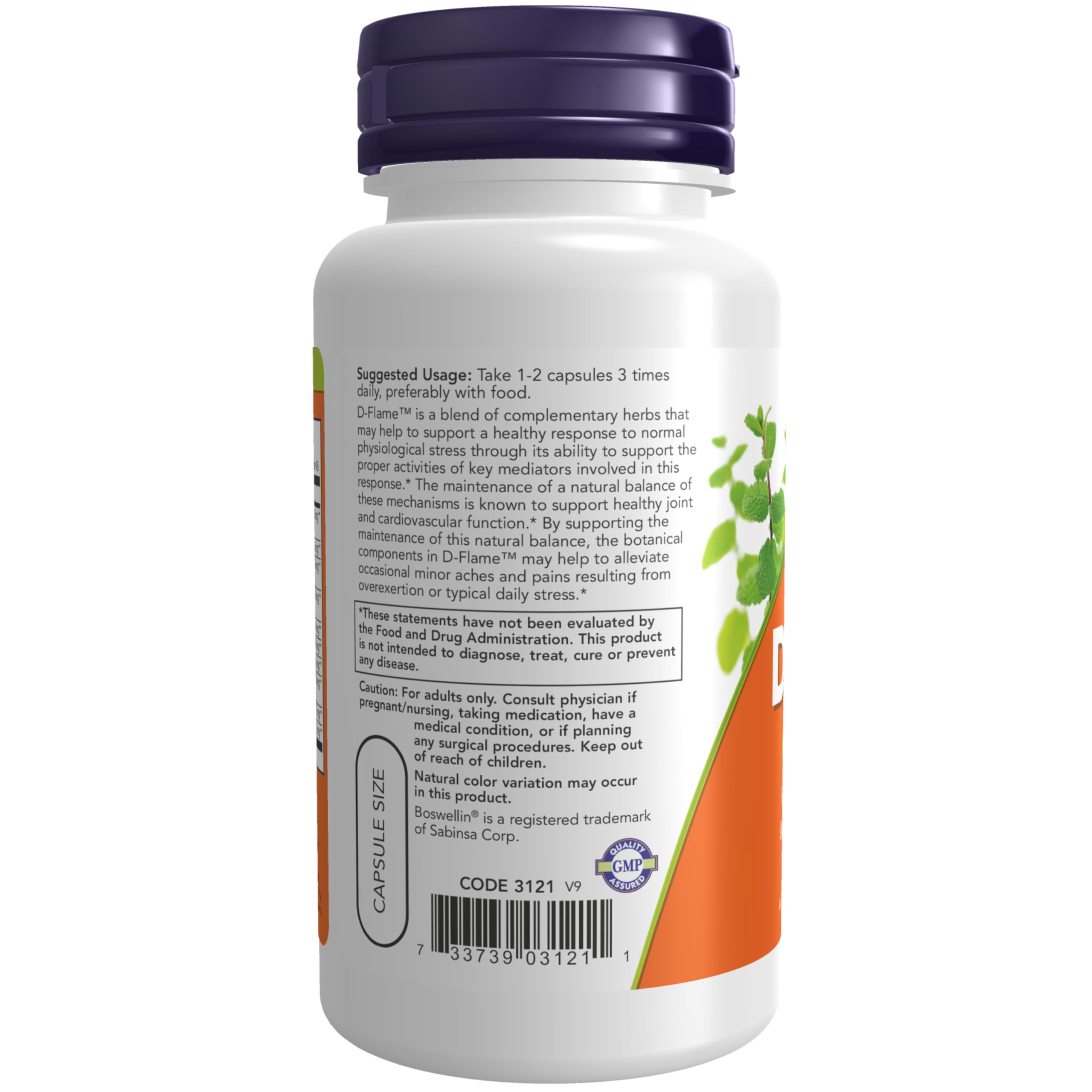 NOW Foods Supplements, D-Flame™ with a Blend of Complementary Herbs, Overexertion Support*, 90 Veg Capsules NOW Foods Au supplements