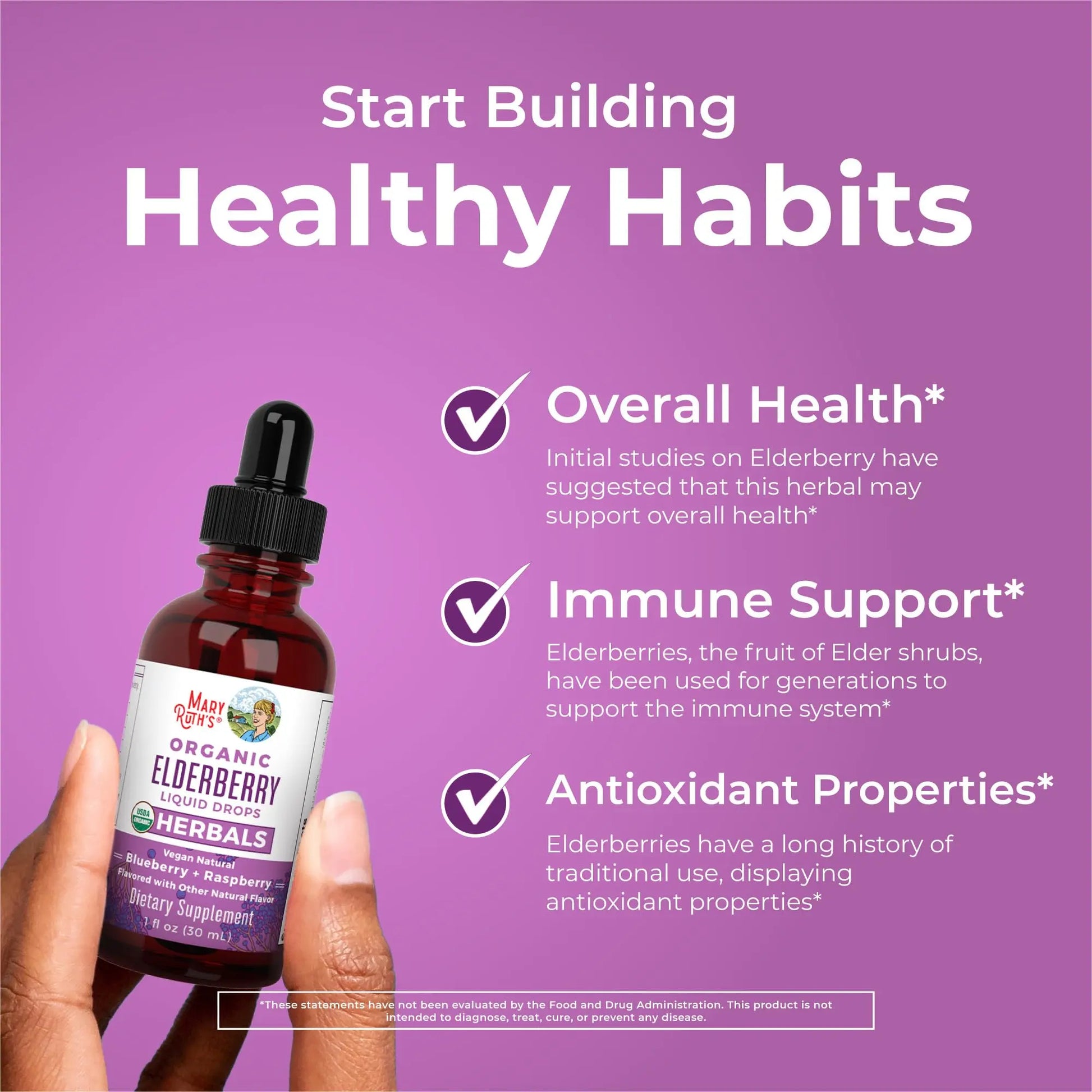 MARYRUTH'S Elderberry Liquid Drops for Adults & Kids | Immune Support | Antioxidant | Overall Wellness | Elder Berry Extract | USDA Organic | Sugar Free | Vegan | Non-GMO | Gluten Free | 1 Fl Oz MARYRUTH'S Au supplements