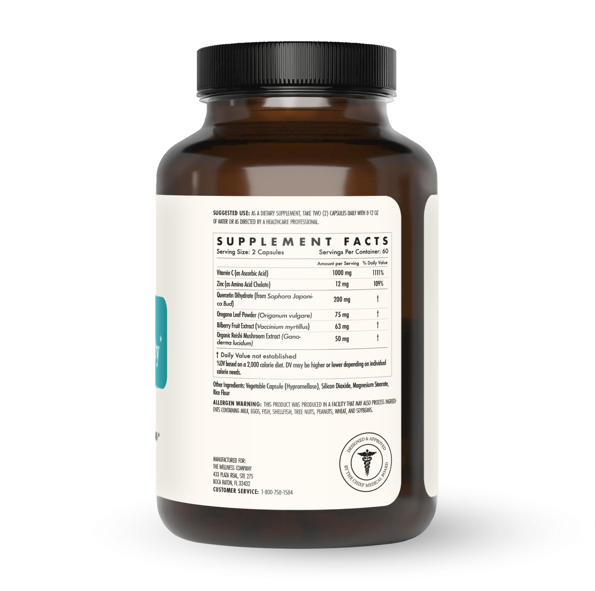 Natural Immunity - Botanical Immune Boost, Targeted Nutrients, T-Cell Support - Oregano, Reishi, Zinc, Vitamin C, Quercetin | 120 (2 Month Supply) The Wellness Company Au supplements