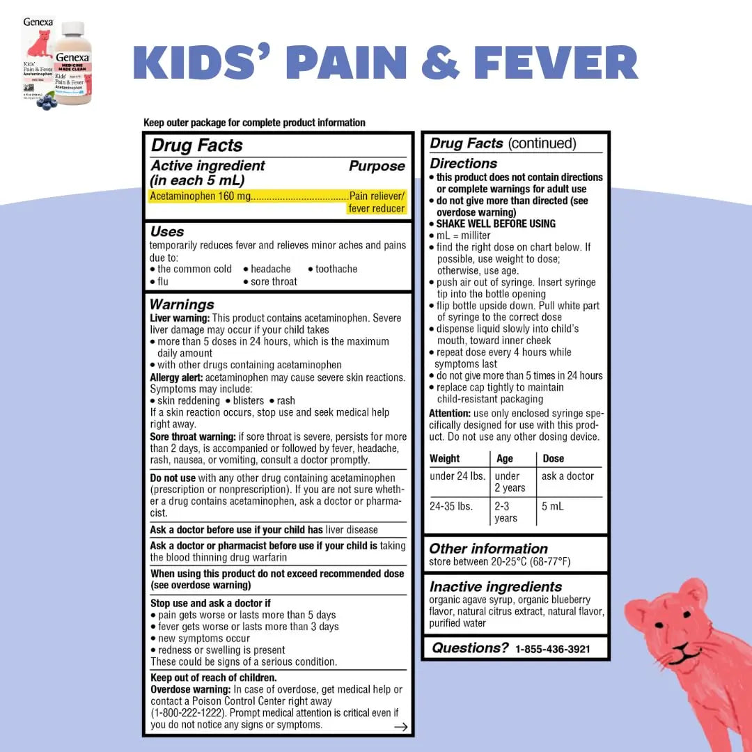 Genexa Kids & Adults Clean Acetaminophen Combo | Family Pain & Fever Bundle | Dye Free, 0% Artificial Additives | Vegan & Non-GMO | Medicine Made Clean | Ages 2-11, 12+ (2 Pack) Genexa Au supplements