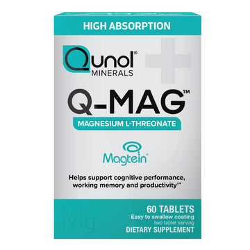 Qunol Q-Mag Magnesium L-Threonate Tablets, 2000mg of Magtein to Help Support Cognitive Performance, Improve Mental Alertness & Productivity, Supports Restful Sleep, High Absorption, 60 Count Qunol Au supplements