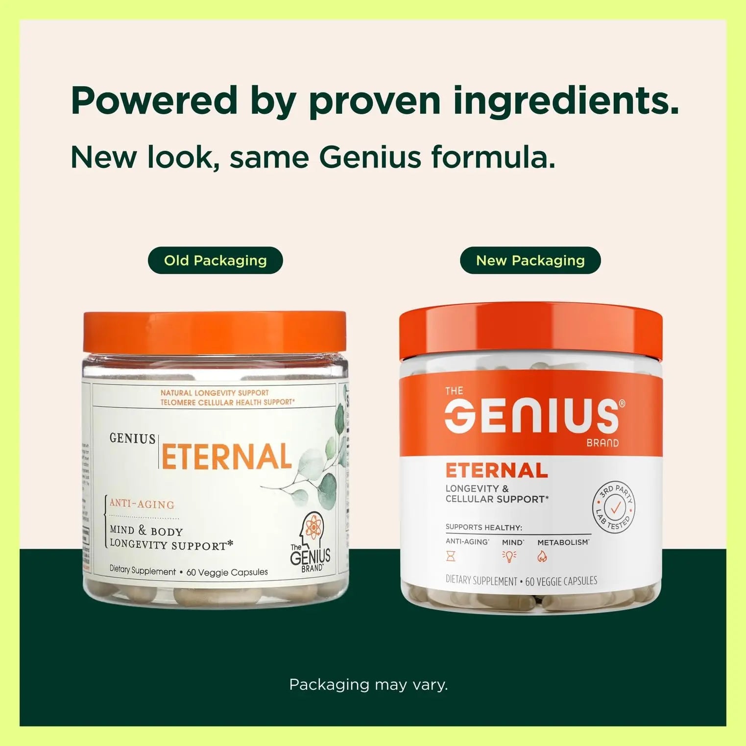 The Genius Brand Genius Eternal - Cellular Repair Supplement for Daily Clarity - Supports Brain Health, Endurance, Energy, Focus, Memory & Vitality - Non-GMO - 60 Veggie Capsules The Genius Brand Au supplements