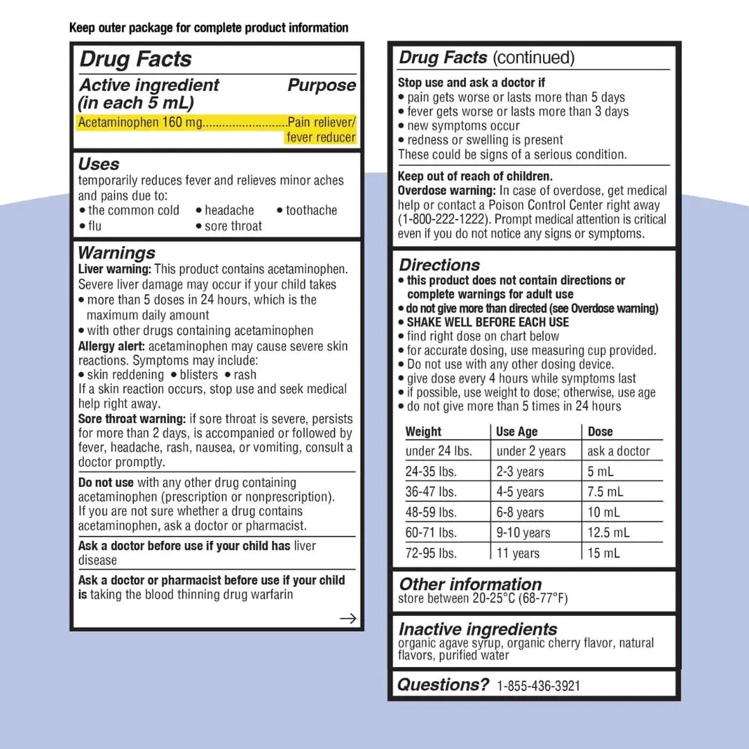 Genexa Infants' Clean Acetaminophen | Pediatrician Preferred Ingredients | Pain Reliever & Fever Reducer for Babies | Dye Free, 0% Artificial Additives | Delicious Organic Blueberry Flavor, 2 fl oz Genexa Au supplements