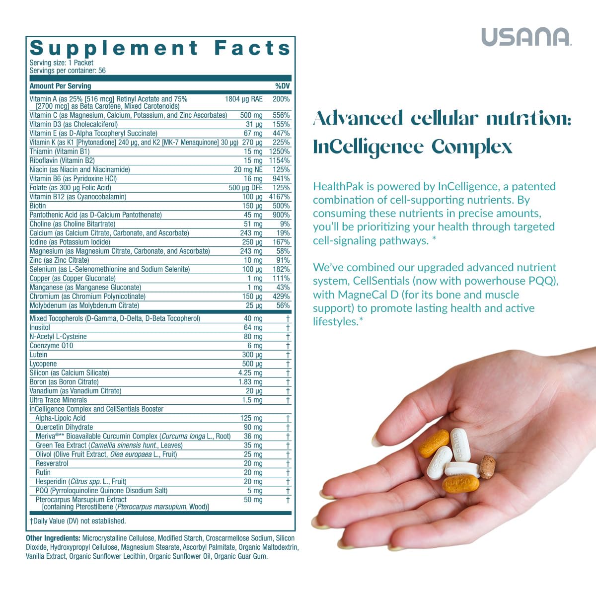USANA HealthPak with InCelligence Technology and Essential Nutrients and Antioxidants to Support Total Body Health* – Convenient Daily AM/PM Packets – 56 Packets – 28 Day Supply USANA Au supplements