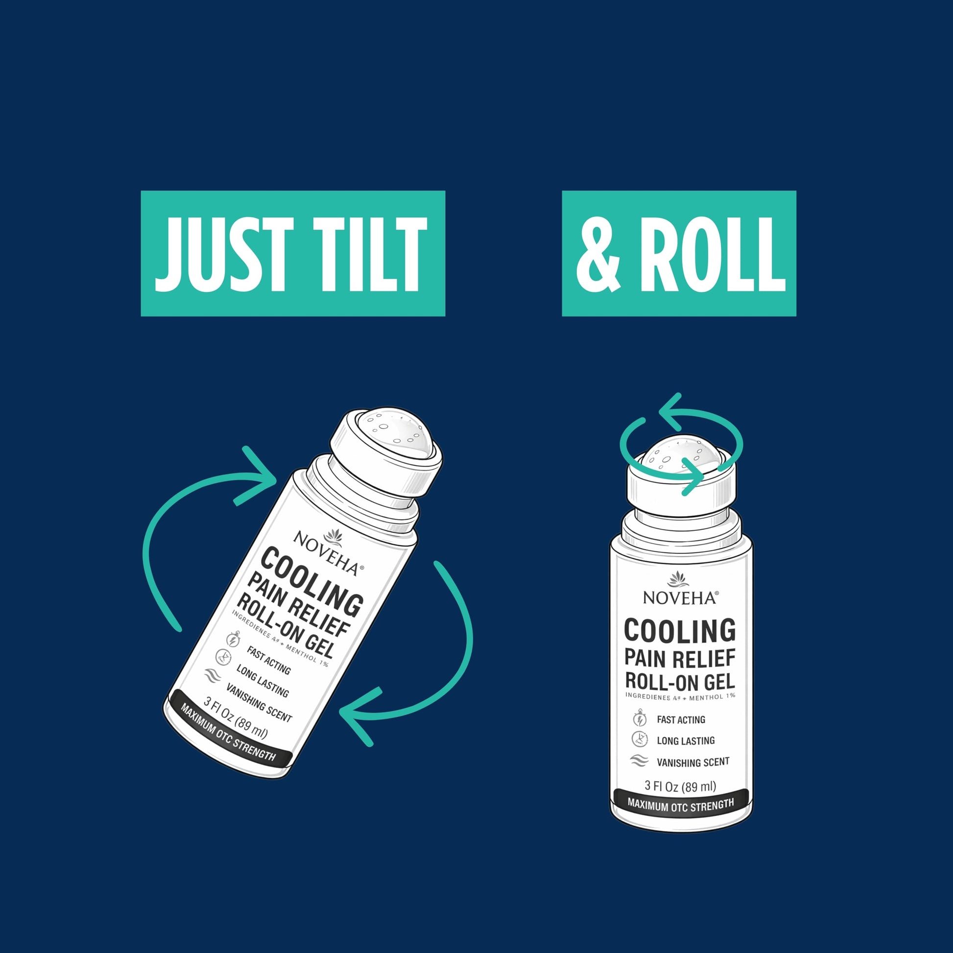 NOVEHA Lidocaine Roll-On Gel 4% | Maximum Strength Temporary Topical Pain Relief for Minor Muscle & Joint Aches | Cooling Formula with Menthol & Arnica | Non-Greasy, Quick-Drying | 2.5 fl oz NOVEHA Au supplements