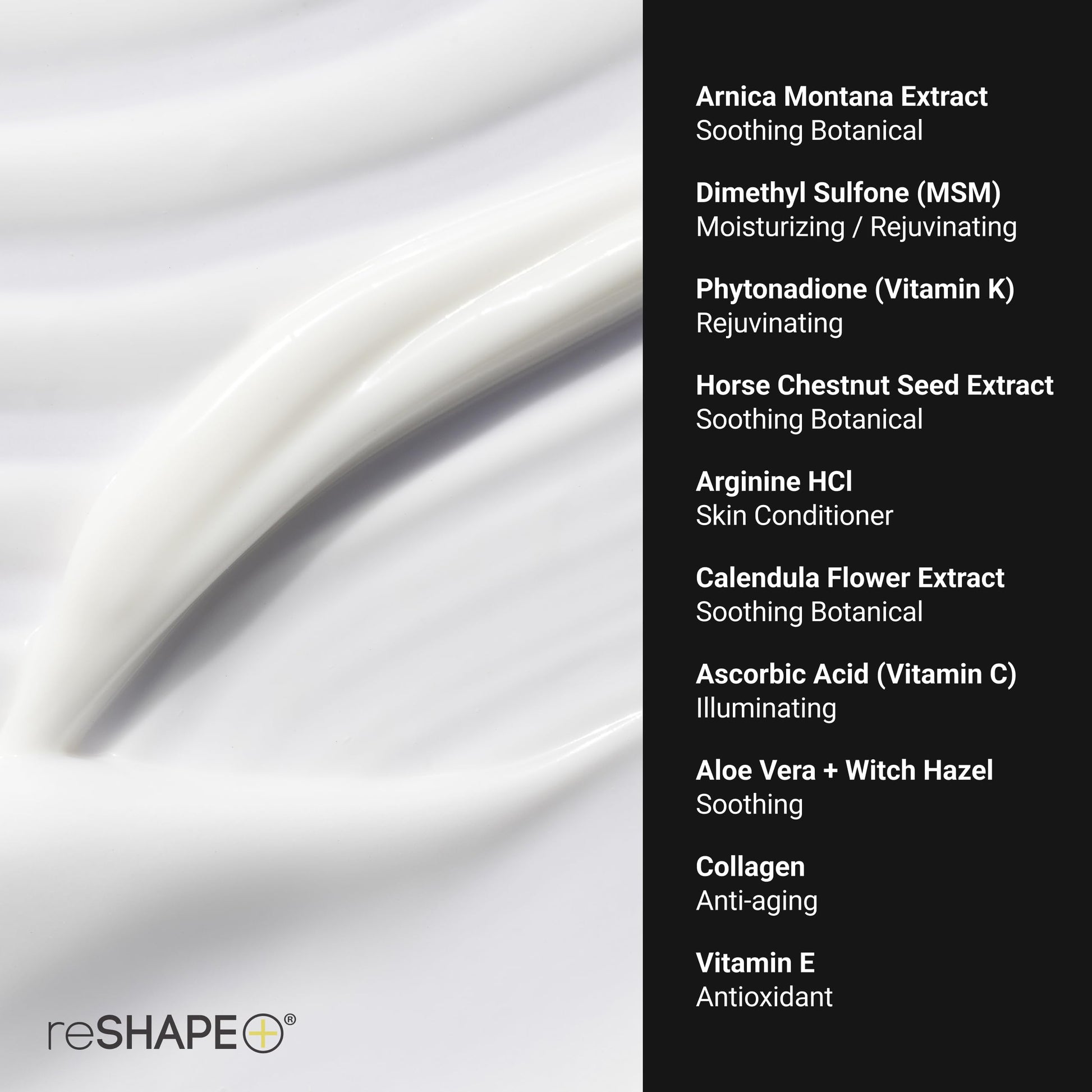 Reshape+ Arnica Bruise Relief Topical Cream For Bruising, Swelling, & Discoloration On Skin, Natural Skin Care Homeopathic Arnica Lotion W/Vitamin K, Horse Chestnut, & Collagen, Large 8 Fl Oz Reshape+ Au supplements