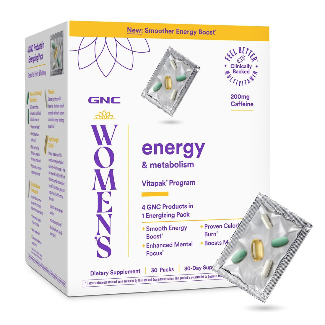GNC Women's Energy and Metabolism Vitapak Program - Multivitamin Pack for Women - Female Energy Complex with a Clinically-Backed Thermogenic & L-Theanine - High-Potency - 1 Month Supply GNC Au supplements