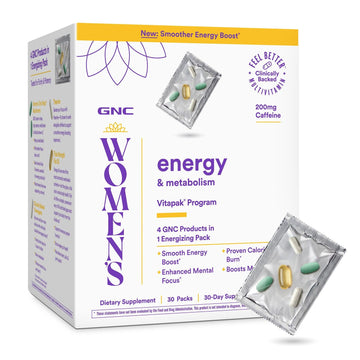 GNC Women's Energy and Metabolism Vitapak Program - Multivitamin Pack for Women - Female Energy Complex with a Clinically-Backed Thermogenic & L-Theanine - High-Potency - 1 Month Supply GNC Au supplements