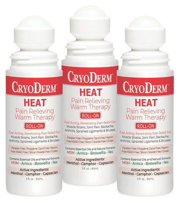 Pkg of 3 CryoDerm Heat Roll-On CryoDerm Au supplements