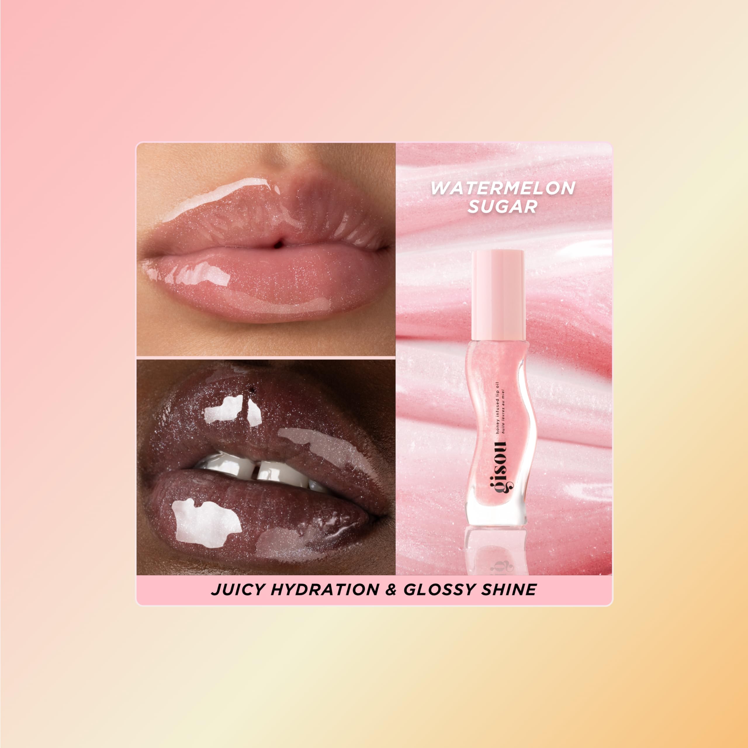 Gisou Honey Infused Hydrating Lip Oil, Nourishing Lip Moisturizer for Dry Lips (Watermelon Sugar) Gisou Au supplements