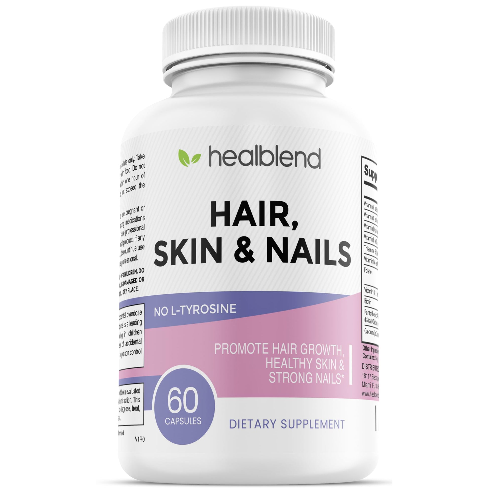 healblend Hair Skin and Nails Vitamins for Women with Biotin 5000 mcg, Iron and Manganese | Vegan, Non-GMO | 60 Capsules healblend Au supplements