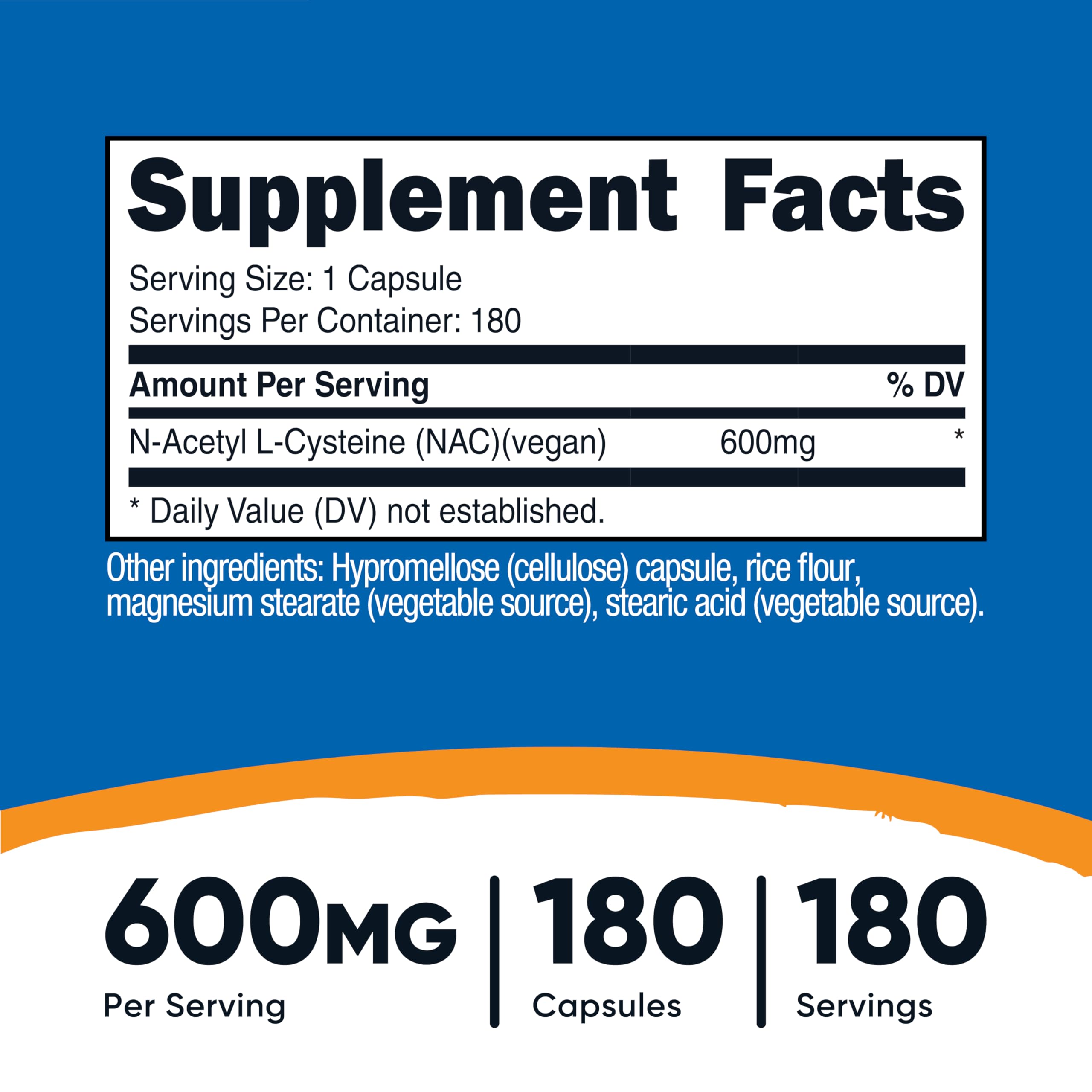 Nutricost N-Acetyl L-Cysteine (NAC) 600mg, 180 Capsules - Non-GMO, Gluten Free Nutricost Au supplements