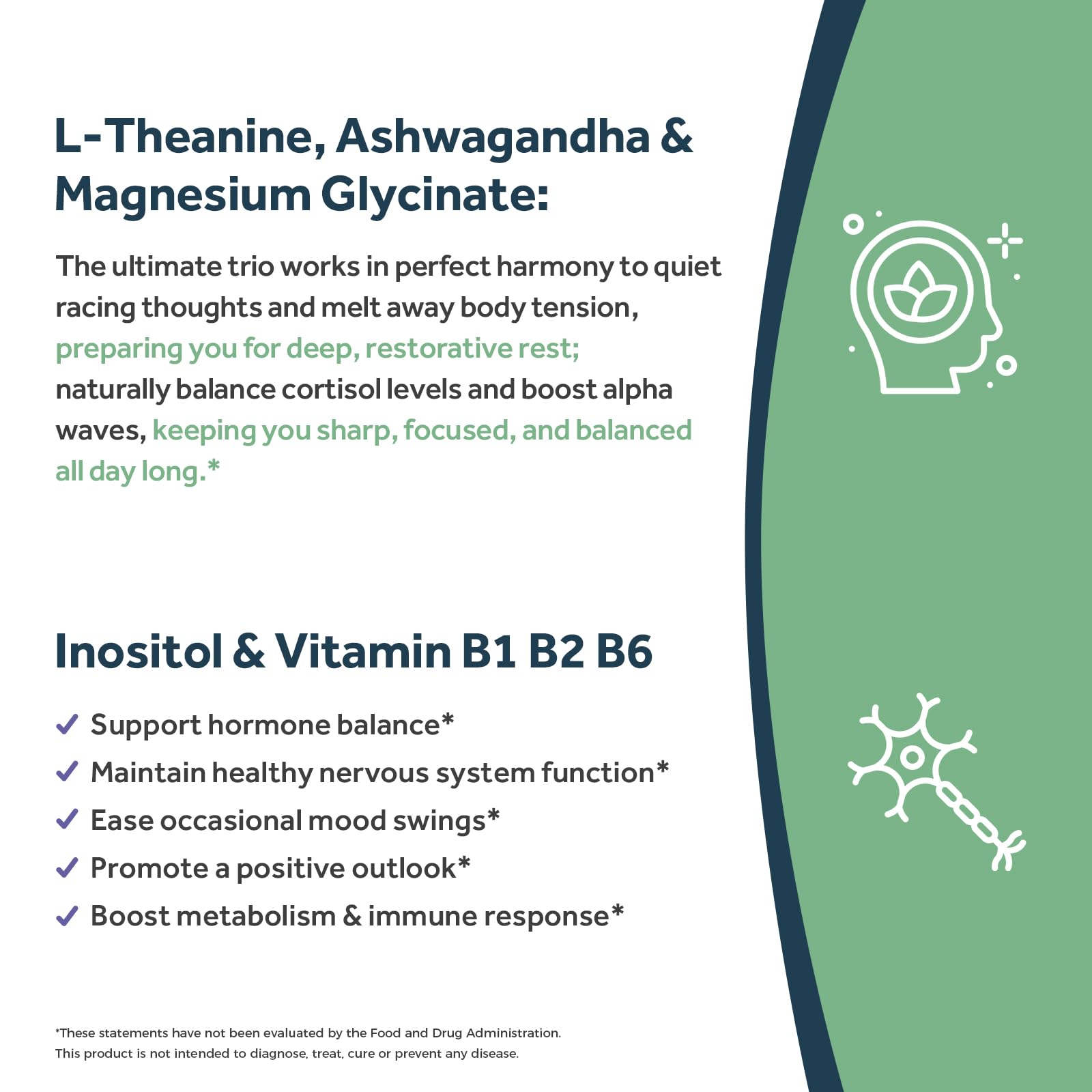 Doctor's Recipes L-Theanine 200 mg, Magnesium Glycinate, Ashwagandha, Inositol, Vitamin B6 B1 B2, Calm Relaxation Mood Cortisol Manager Nerve Focus Sleep Aid Quality No Drowsiness, Vegan, 90 Capsules Doctor's Recipes Au supplements
