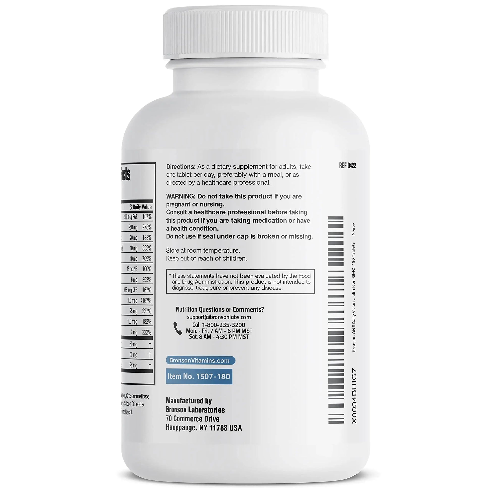 Bronson ONE Daily Vision Complete Eye Health Support Multivitamin Multimineral Supplement Formula, 180 Tablets Bronson Au supplements