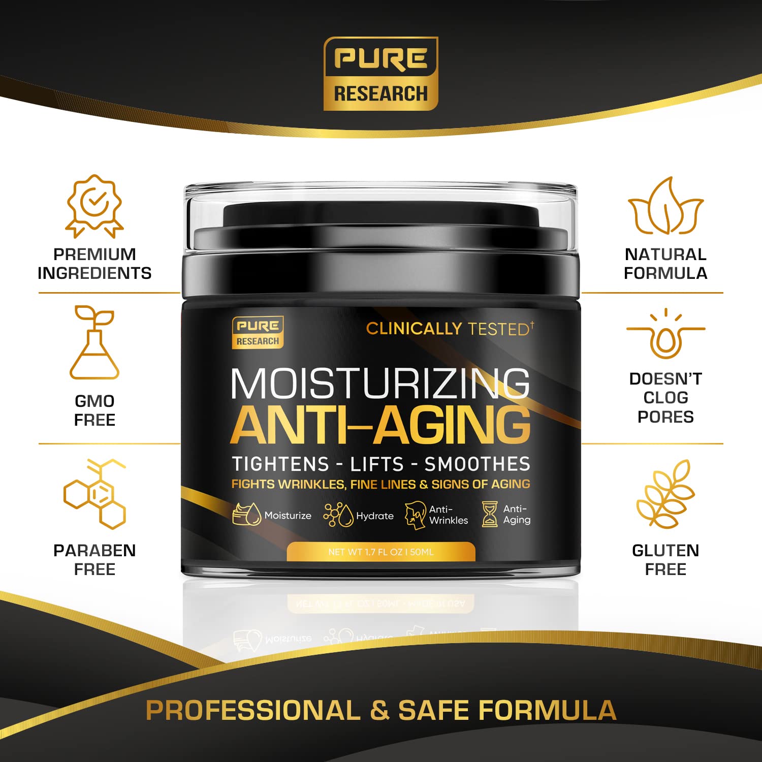 Men's Face Cream Moisturizer - Anti-Aging Cream For Men, Collagen, Retinol & Hyaluronic PURE RESEARCH Au supplements