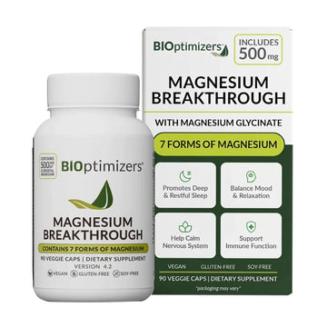 BIOptimizers Magnesium Breakthrough Supplement with 500mg - 7 Forms of Magnesium: Glycinate, Malate, Citrate, and More - Natural Support for Sleep and Cognitive Function -90 Capsules- Calming Vitamins BIOptimizers Au supplements