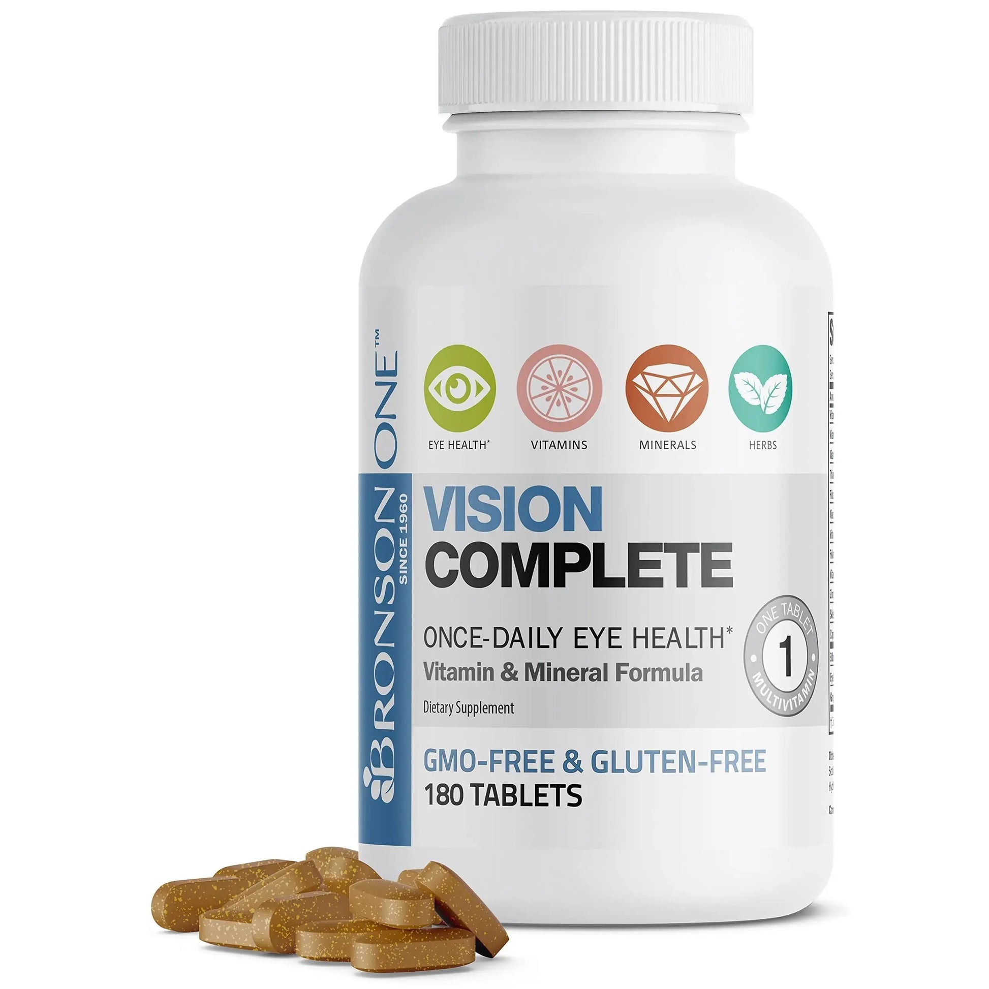 Bronson ONE Daily Vision Complete Eye Health Support Multivitamin Multimineral Supplement Formula, 180 Tablets Bronson Au supplements