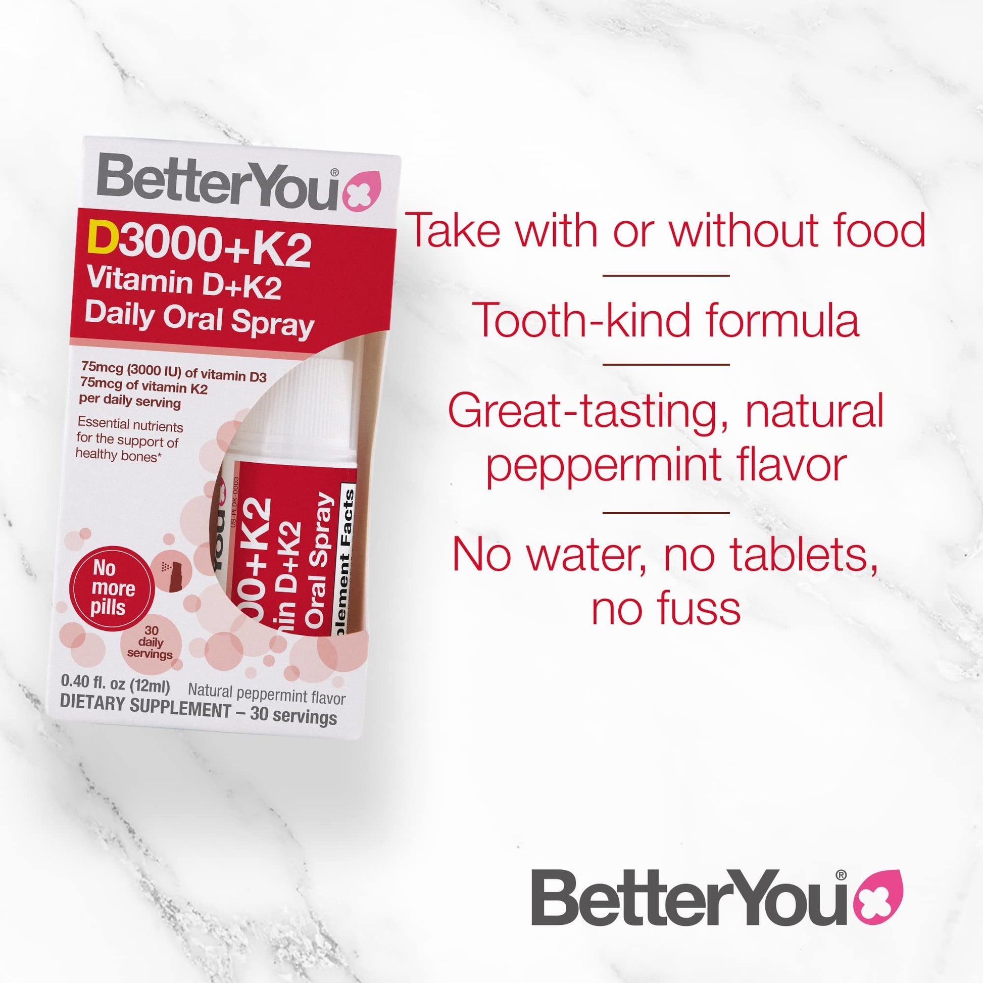 BetterYou D3000 + Vitamin D + K2 Spray 12ml BetterYou Au supplements