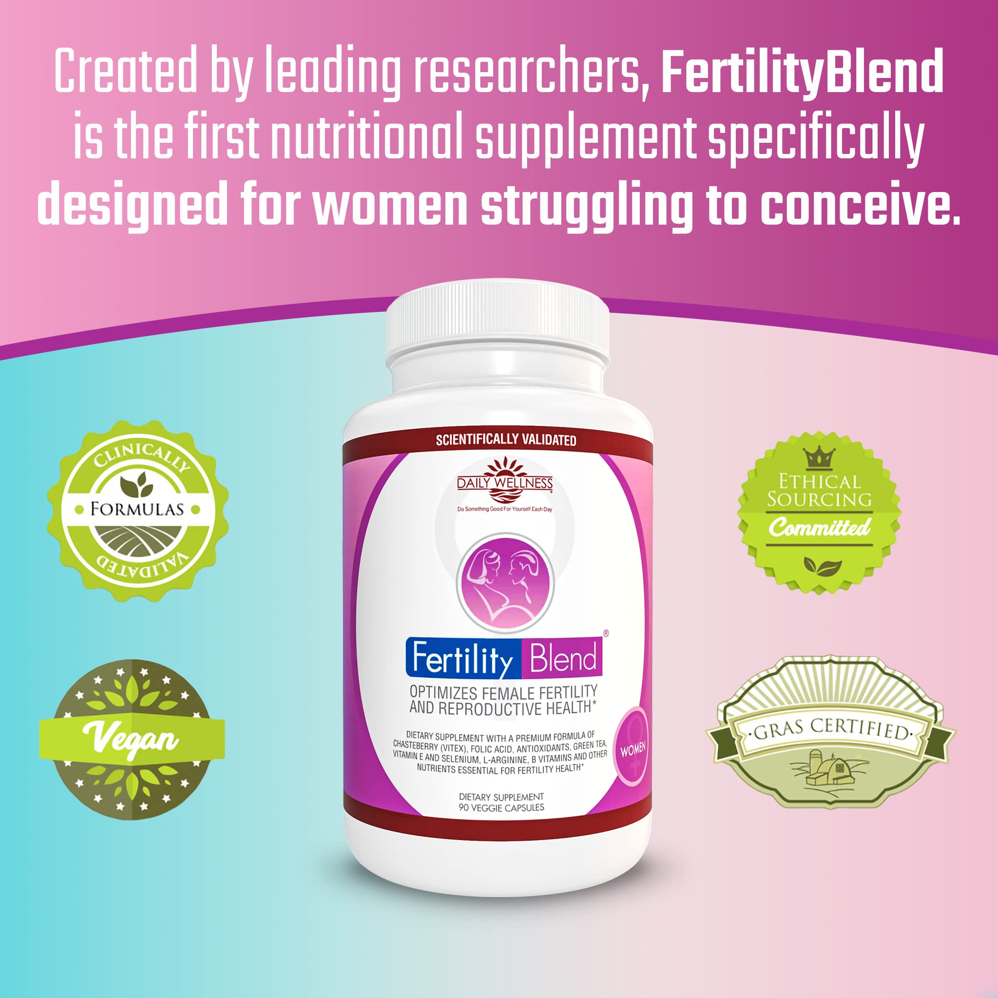 Daily Wellness Fertility Blend for Women - Fertility Supplements for Women, Conception Fertility Prenatal Vitamins, Trying to Conceive Progesterone Supplements, Cycle Support Conception Pills - 1 Pack Fertility Blend Au supplements