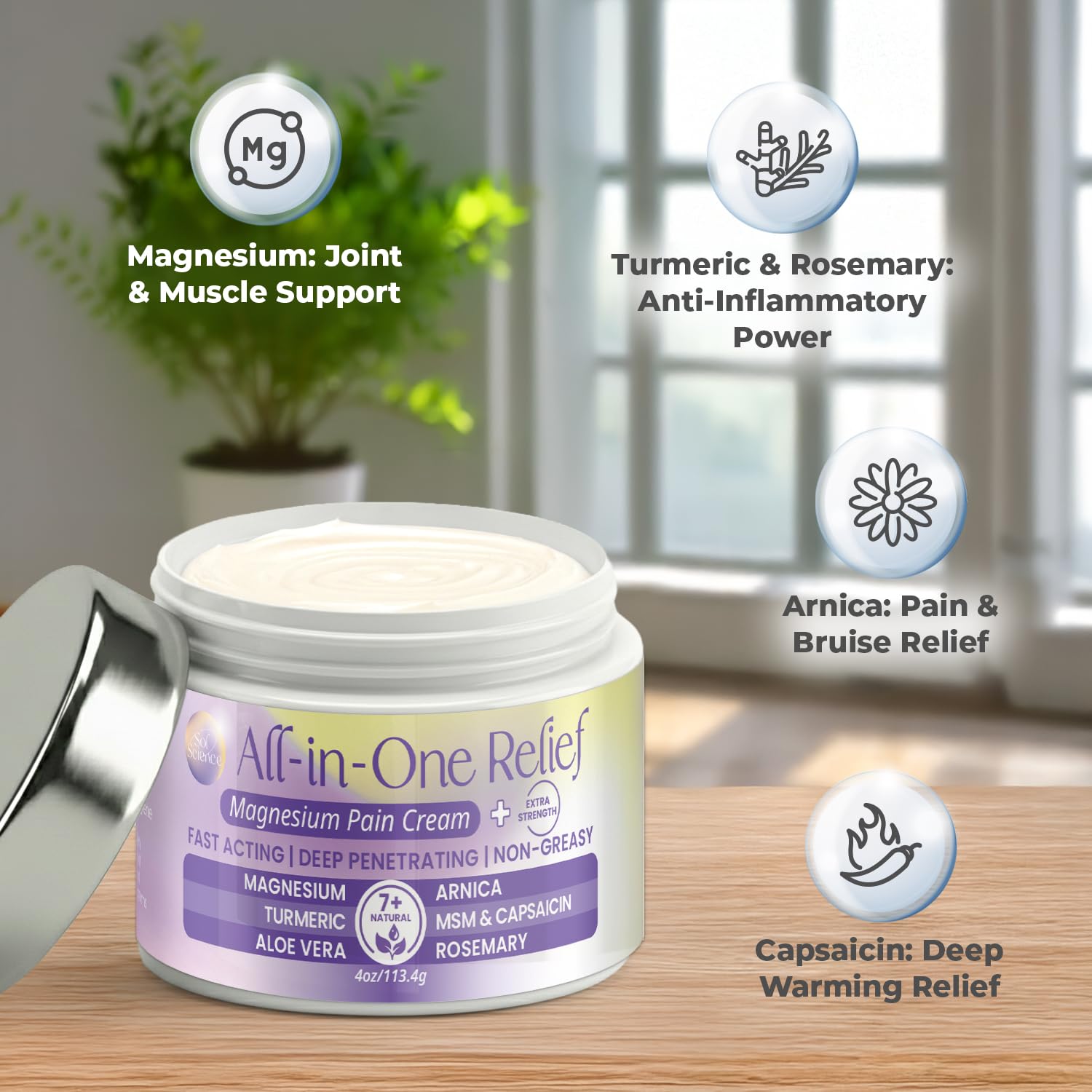PURPLE CANYON All in One Magnesium Pain Cream – Natural Pain Relief Cream with Arnica, MSM & Capsaicin for Muscle & Joint Support – Fast-Absorbing, Non-Greasy Formula with Aloe Vera & Turmeric PURPLE CANYON Au supplements