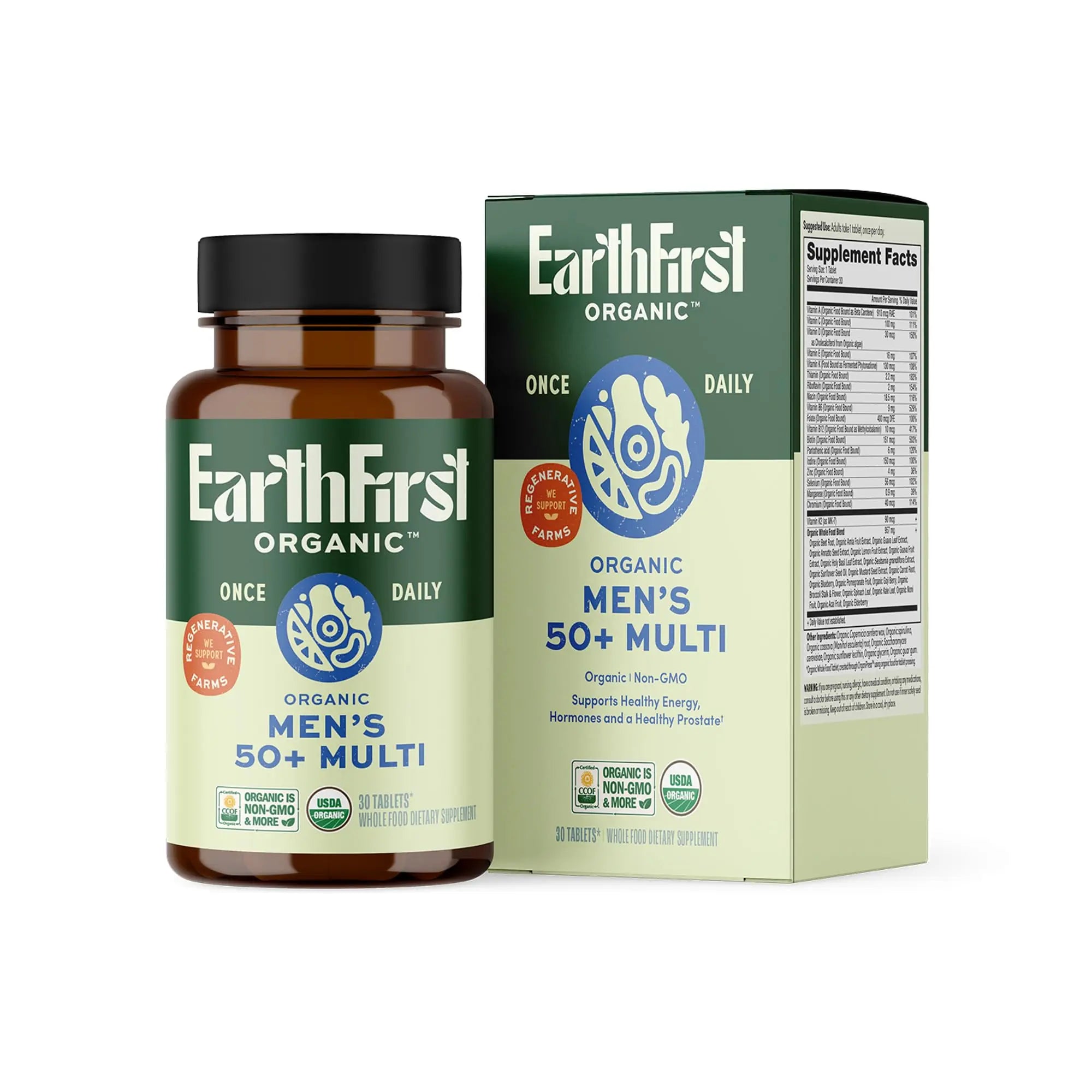 EarthFirst Organic Women's & Men's 50+ Once Daily Multi Bundle,19 Vitamins from Herbs & Superfoods, 30 Count EarthFirst Organic Au supplements