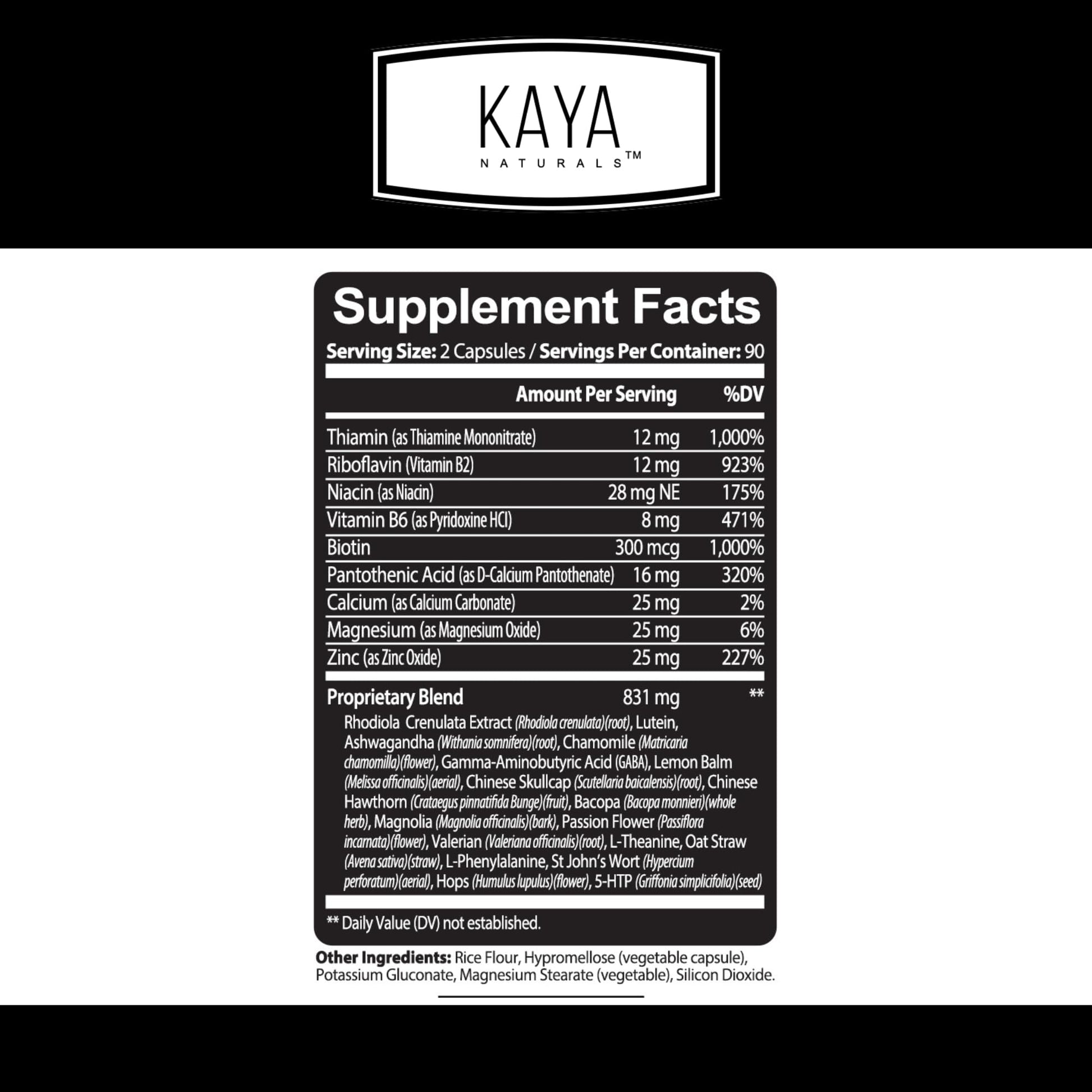 Kaya Naturals - Natural Herbal Support Vitamin Supplement are Designed to Help You find Balance and Relaxation in Your Daily Routine - Vitamin Supplement - 180 Capsules Kaya Naturals Au supplements