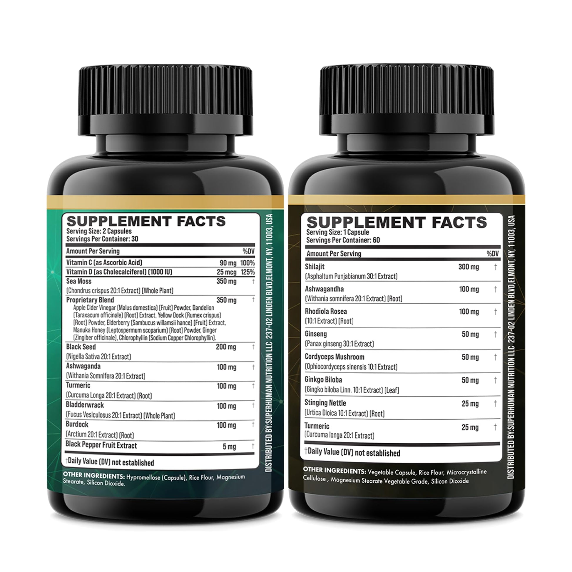 Parrox Shilajit and Sea Moss Bundle, Sea Moss 350mg, Black Seed Oil 200mg, Ashwagandha 100mg, Turmeric, Shilajit 300mg, Rhodiola Rosea 100mg, Panax Ginseng 50mg, Dynamic Vitality Bundle (2 Pack) Parrox Au supplements