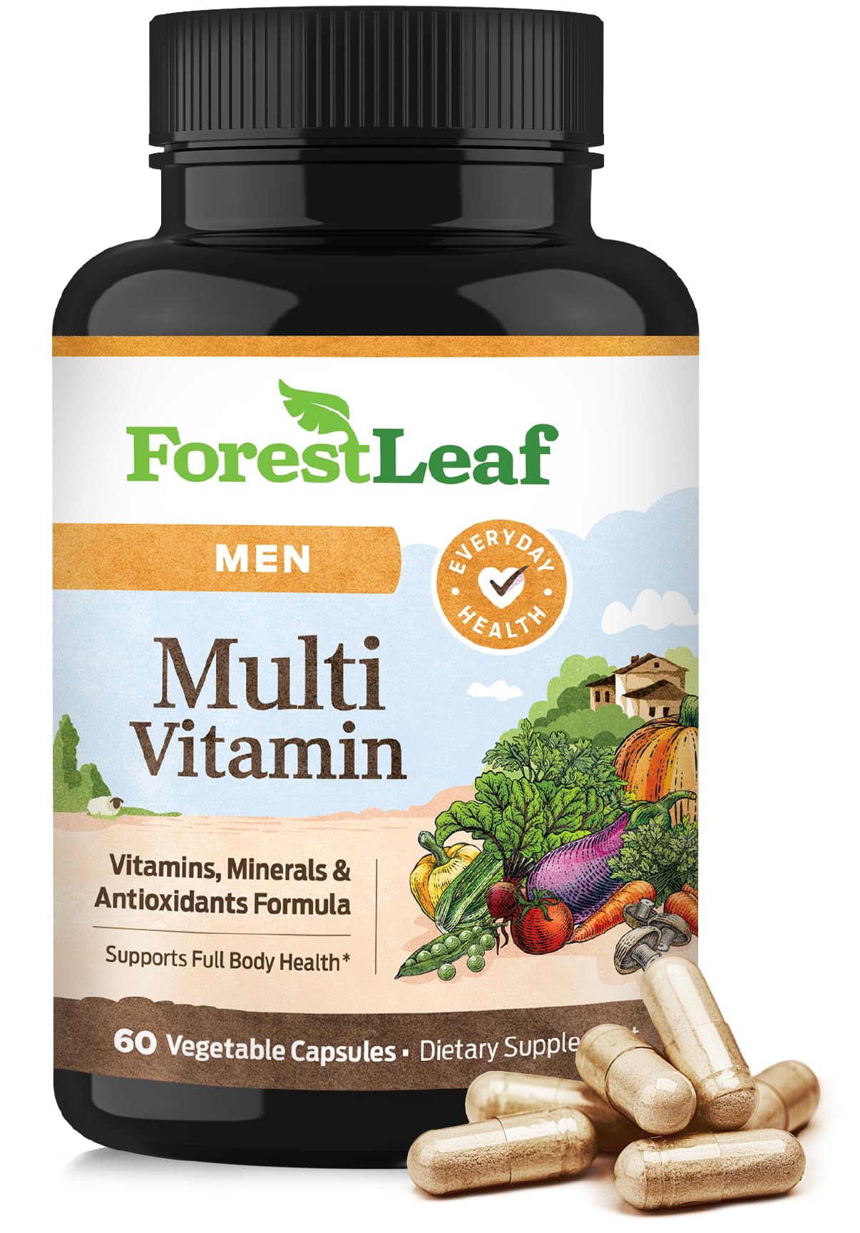 ForestLeaf Daily Vitamin Multivitamin for Men, Multi-Vitamin for Men - Mens Multivitamins & Multiminerals Supplement | All Essential Vitamins Needed for Health, Longevity & Energy | 60 Veg Caps ForestLeaf Au supplements