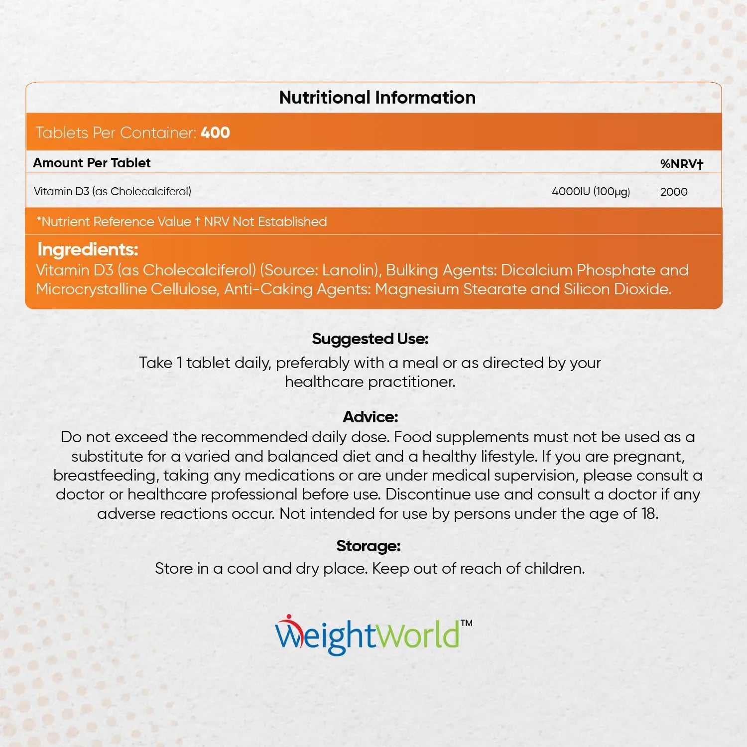 Vitamin D3 4000 IU – 400 High Strength Vitamin D Tablets (1+ Year Supply) – Vegetarian WeightWorld Au supplements