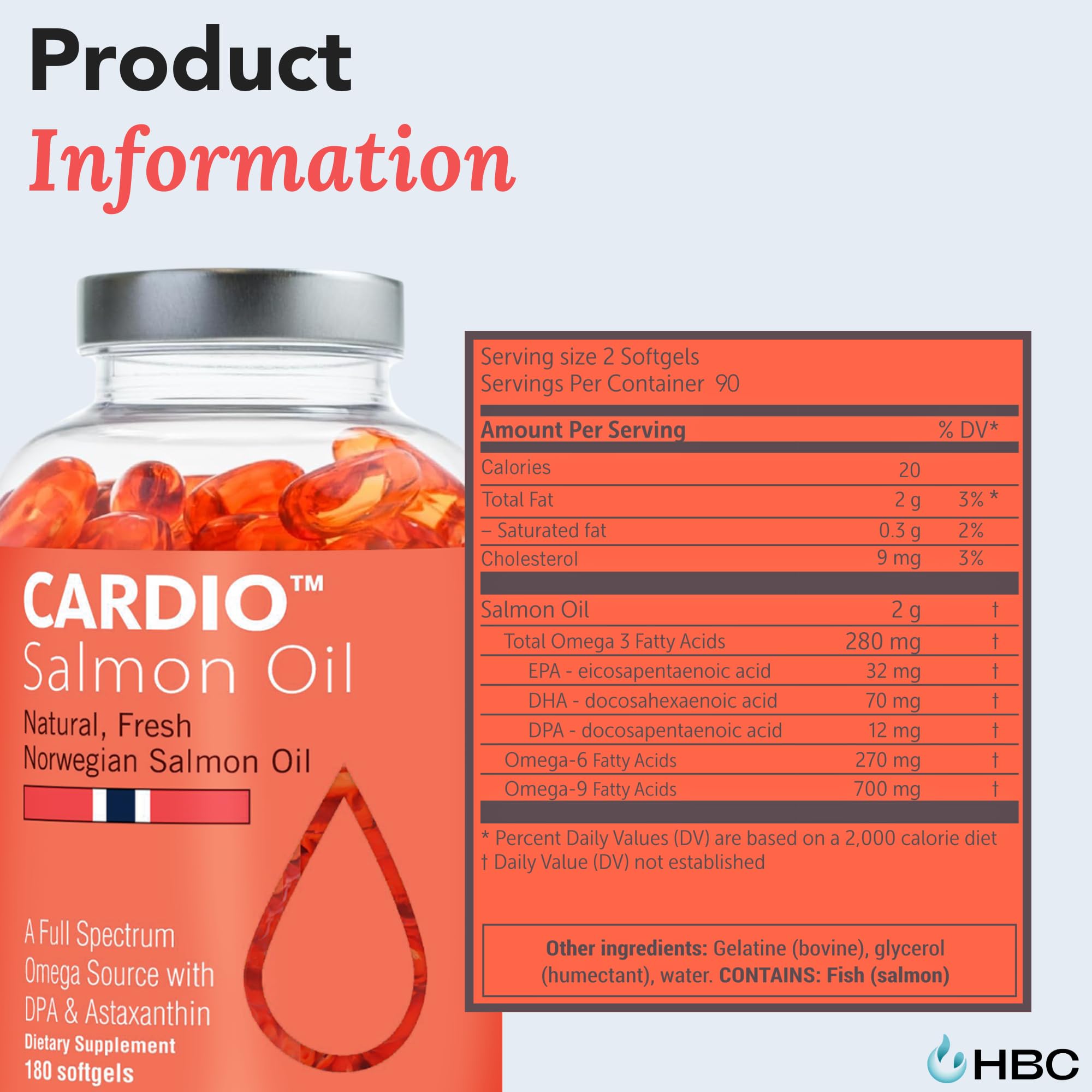 High Strength Omega 3 Fish Oil - 1000mg, Norwegian Salmon Oil with EPA & DHA, No Burping or Aftertaste, Omega 3 Fatty Acids Supplement for Eye, Brain & Heart, Triglyceride Form - 180 Capsules Hofseth BioCare Au supplements