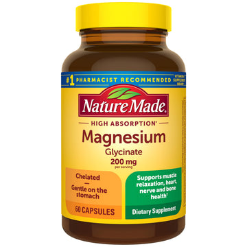 Nature Made Magnesium Glycinate 200 mg per Serving, Magnesium Supplement for Muscle, Heart, Nerve and Bone Support, 60 Magnesium Bisglycinate Capsules, 30 Day Supply Nature Made Au supplements