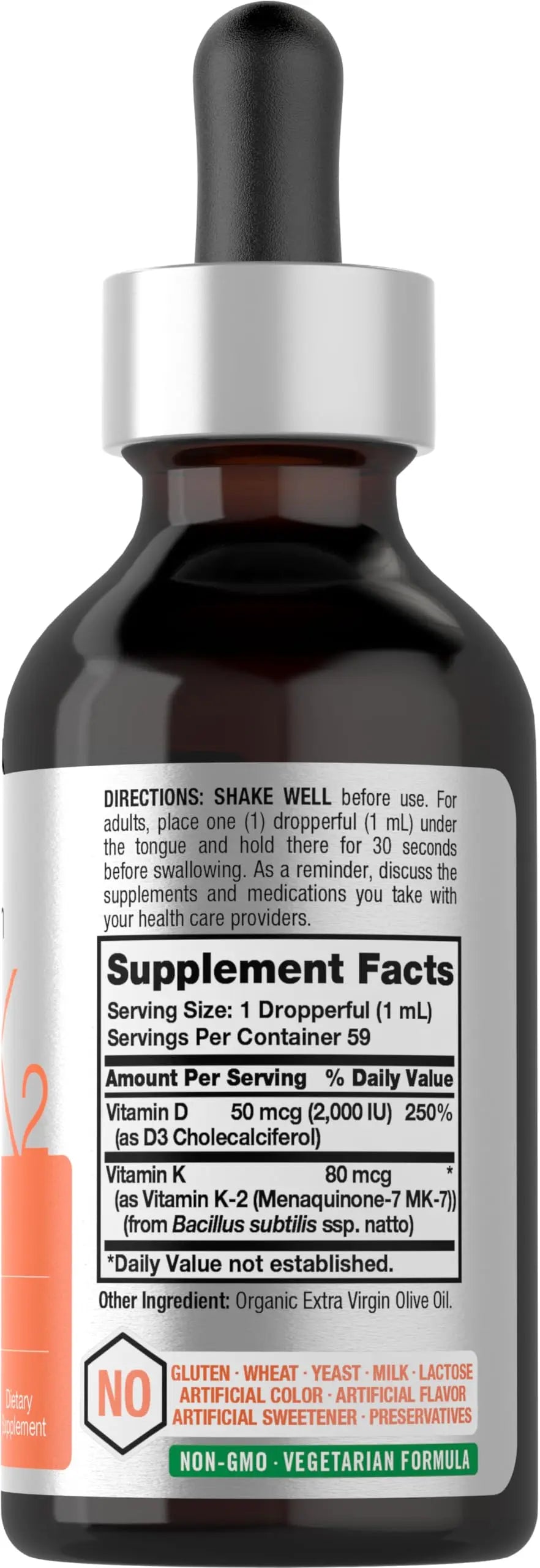 Horbäach Vitamin D3 + K2 Liquid Drops | with MK7 | 2 Fl Oz | Vegetarian | Non-GMO Horbäach Au supplements