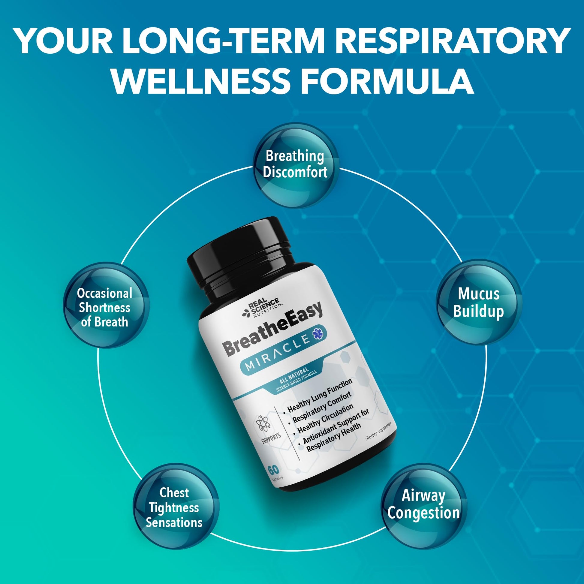 Real Science Nutrition BreatheEasy Lung Support Supplement for Lung Health & Respiratory Wellness – Lung Cleanse Formula with Vinitrox, GABA for Circulation Support - Made in USA - 60 Capsules Real Science Nutrition Au supplements
