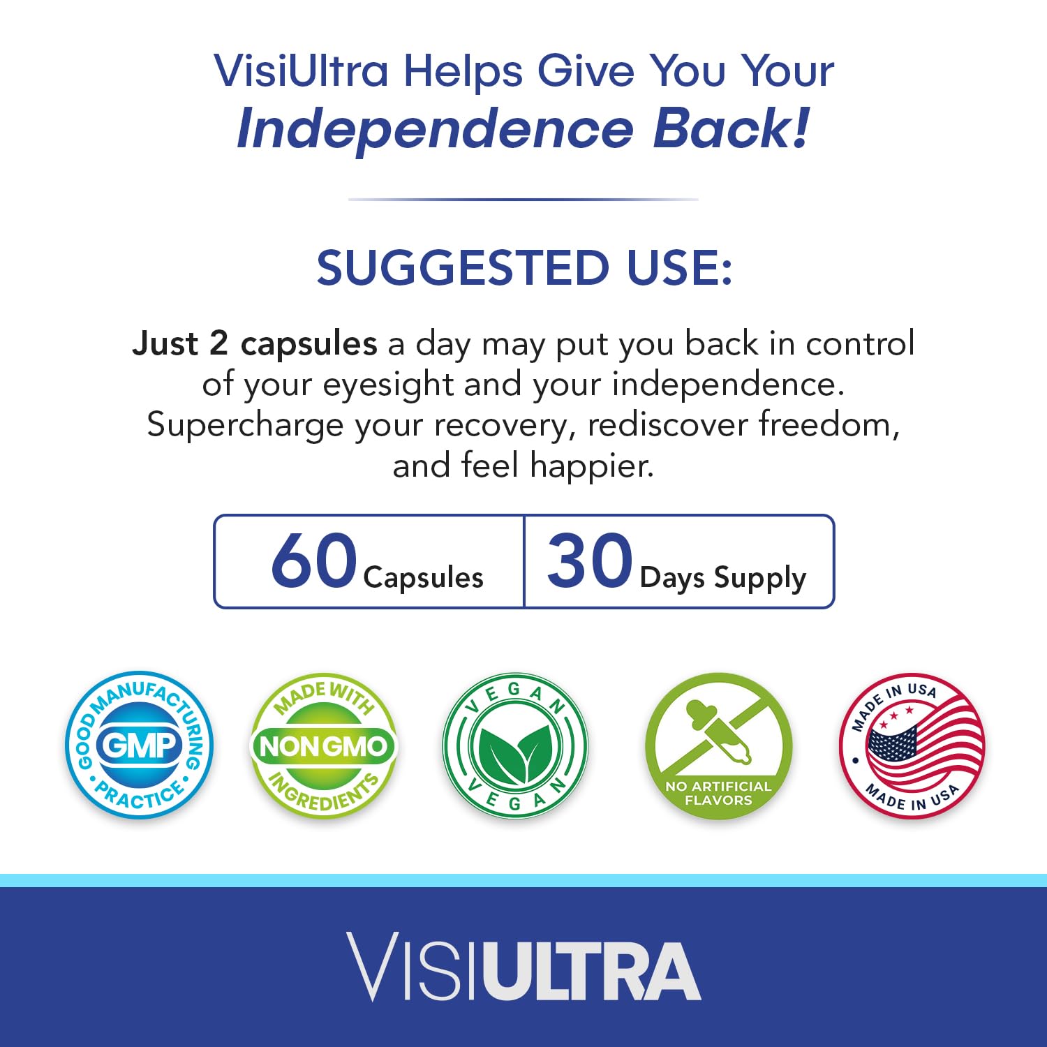 VisiUltra Eye Health Supplement – 14 Essential nutrients for Clear Vision, Blue Light Protection, and Long-Term Eye Health. Supports Clarity and Eye Wellness. 60 Capsules. (1 Pack) VisiUltra Au supplements