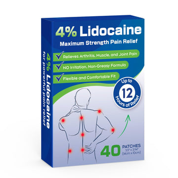 Uposiut Lidocaine Patches, Maximum Strength Lidocaine Patches (40 Patches), for Muscle Pain Relief in The Back, Shoulders, Neck, Knees, and Anks, 12 Hour Pain Relief-G002 Uposiut Au supplements
