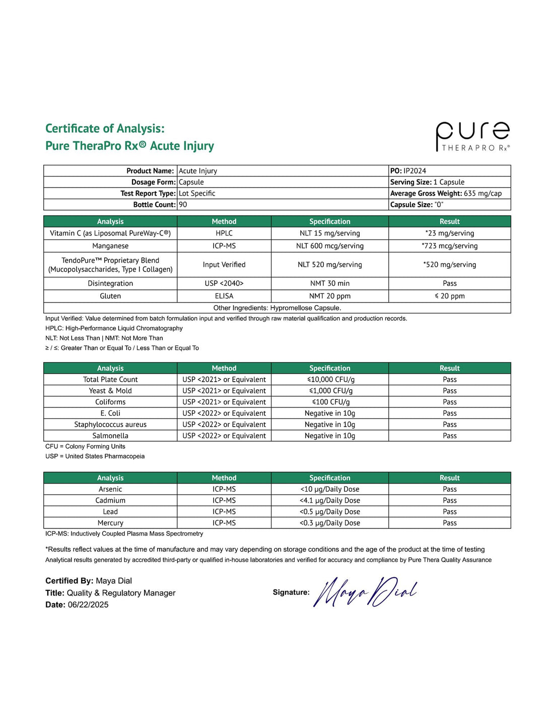Pure Therapro Rx Acute Injury | Tendon & Ligament Support | Convenient Once a Day Clinical Dose | Supports Tendon Health, Movement & Physical Function | Pharm-Grade (90 Capsules) Pure Therapro Rx Au supplements