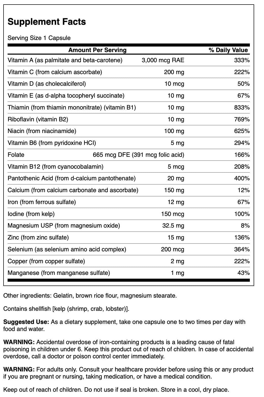 Swanson Multi and Mineral Daily Men's Women's Multivitamin Multimineral Health Supplement 100 Capsules (Caps) Swanson Au supplements