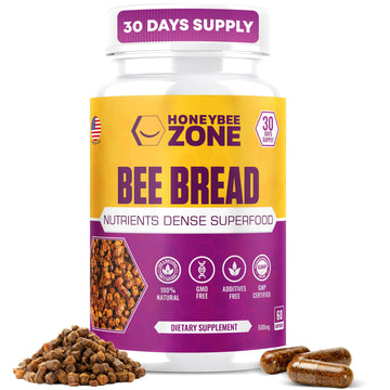 HONEYBEEZONE-Bee Bread Capsules – Nutrient-Rich Superfood for Energy Boost, Immune Support Supplement | Non-GMO, Gluten-Free, 60 Easy-to-Swallow Veggie Capsules HONEYBEEZONE Au supplements