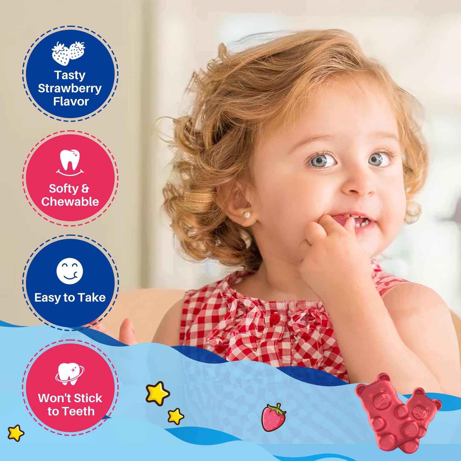Magnesium Glycinate Gummies for Kids - with L-Theanine, Omega-3, Vitamin B6, D3, Zinc - Kids Magnesium Gummies for Sleep, Relaxation, Calm & Focus - Sugar Free Strawberry 60ct Hovika Au supplements